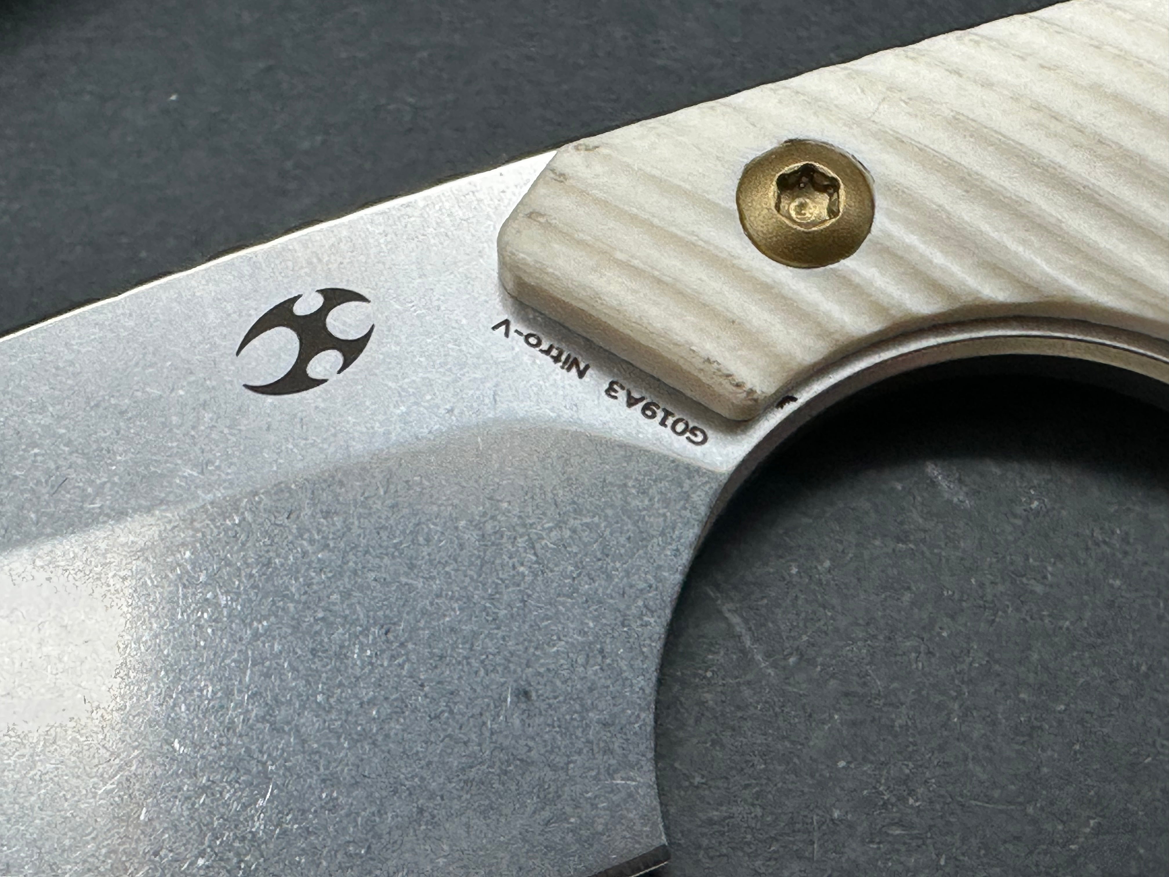 KANSEPT VALK | FIXED BLADE | IVORY G10 |3"STONEWASHED NITRO V BLADE | SPARROW KNIFE DESIGN