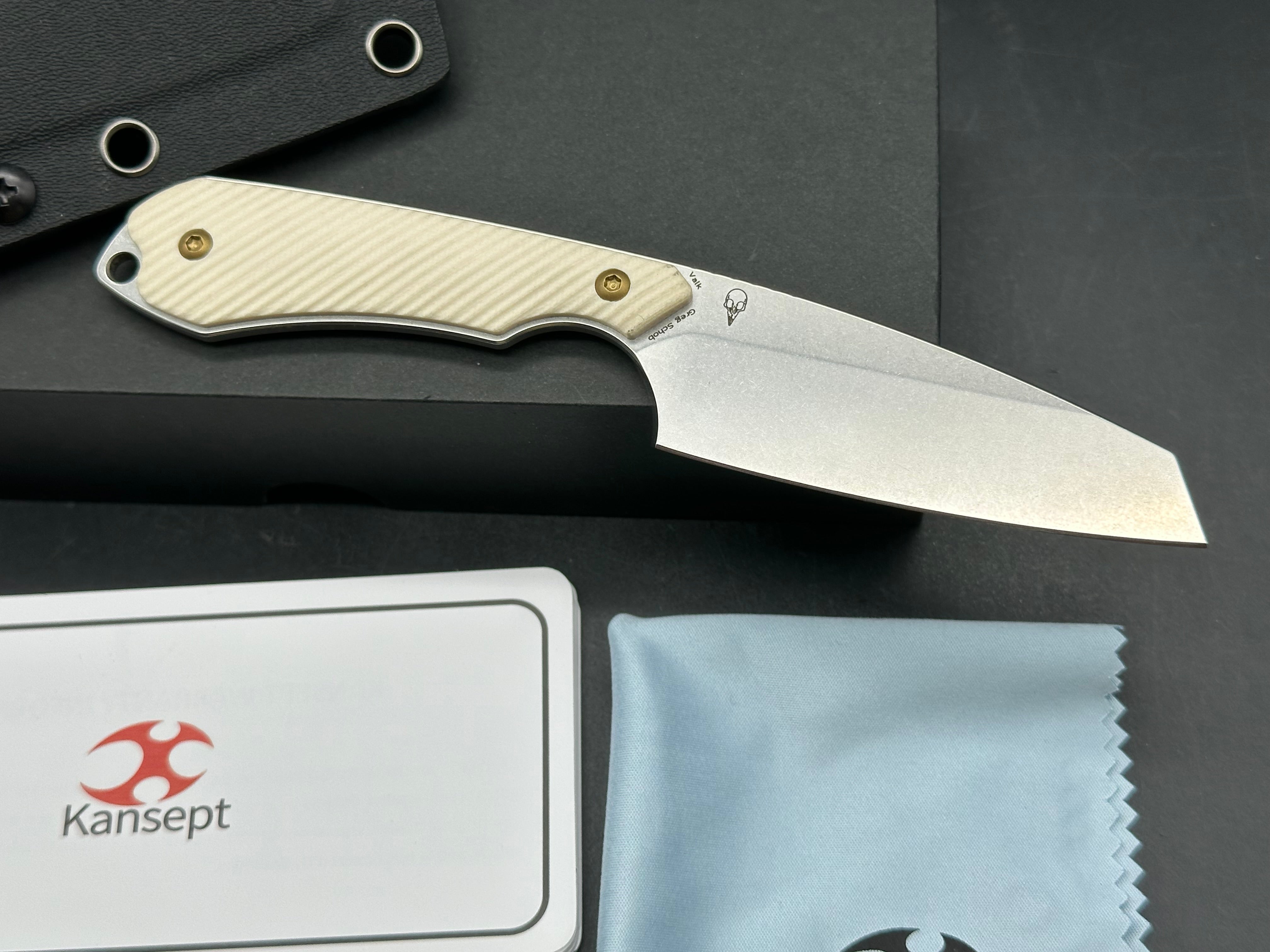 KANSEPT VALK | FIXED BLADE | IVORY G10 |3"STONEWASHED NITRO V BLADE | SPARROW KNIFE DESIGN