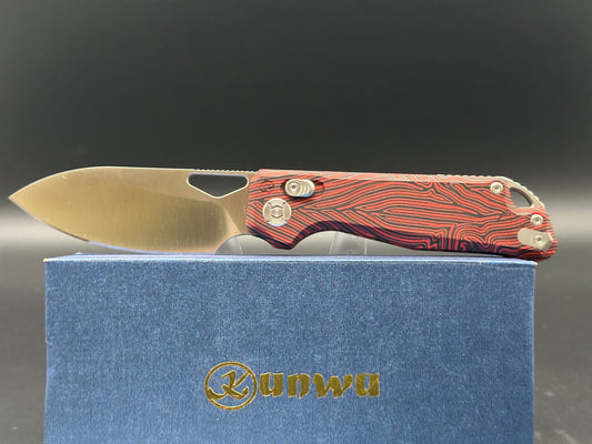 KUNWU KNIVES PULSAR POCKET KNIFE XT LOCK RED GMASCUS HANDLE ELMAX BLADE X705A-1