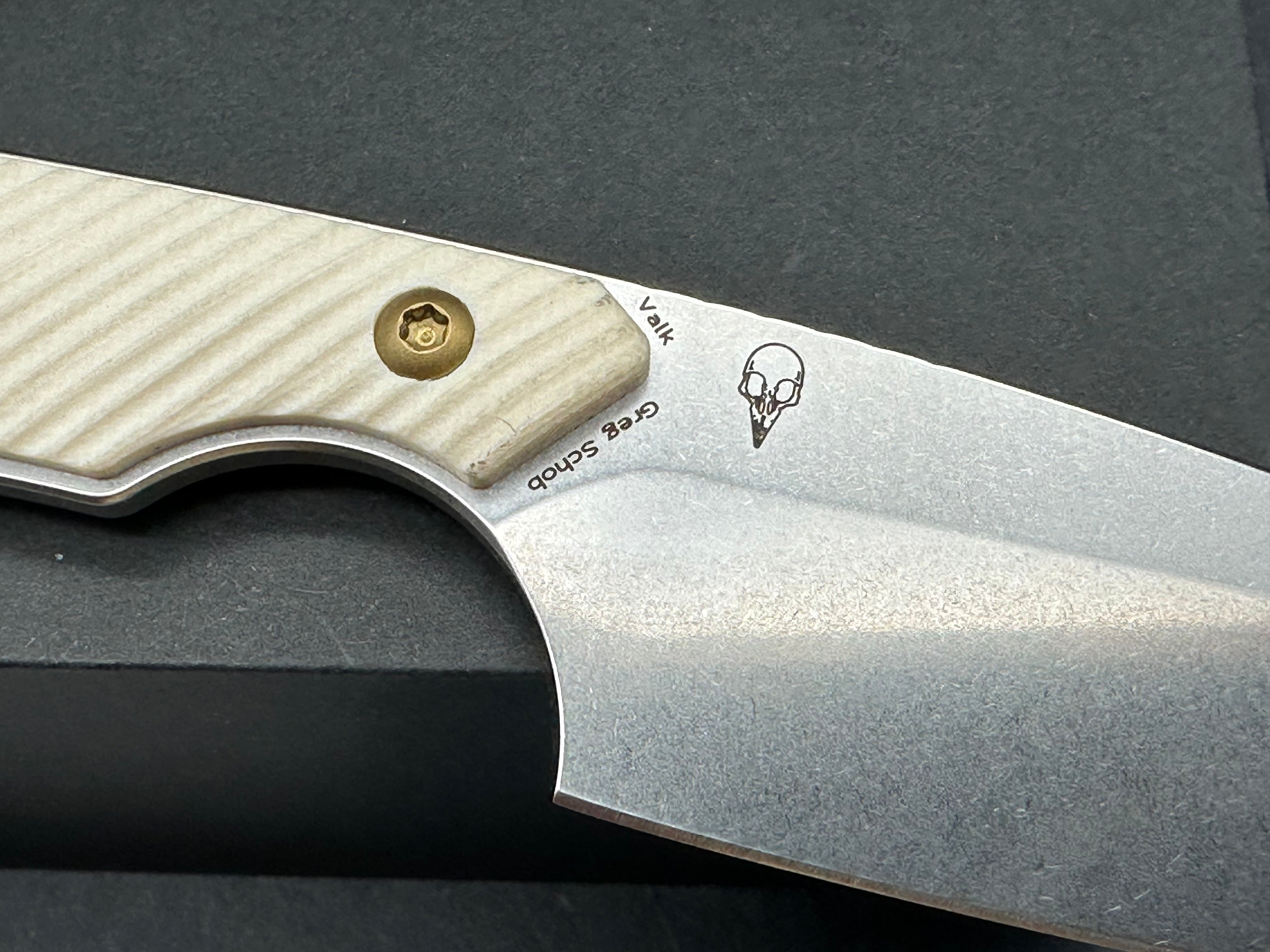 KANSEPT VALK | FIXED BLADE | IVORY G10 |3"STONEWASHED NITRO V BLADE | SPARROW KNIFE DESIGN