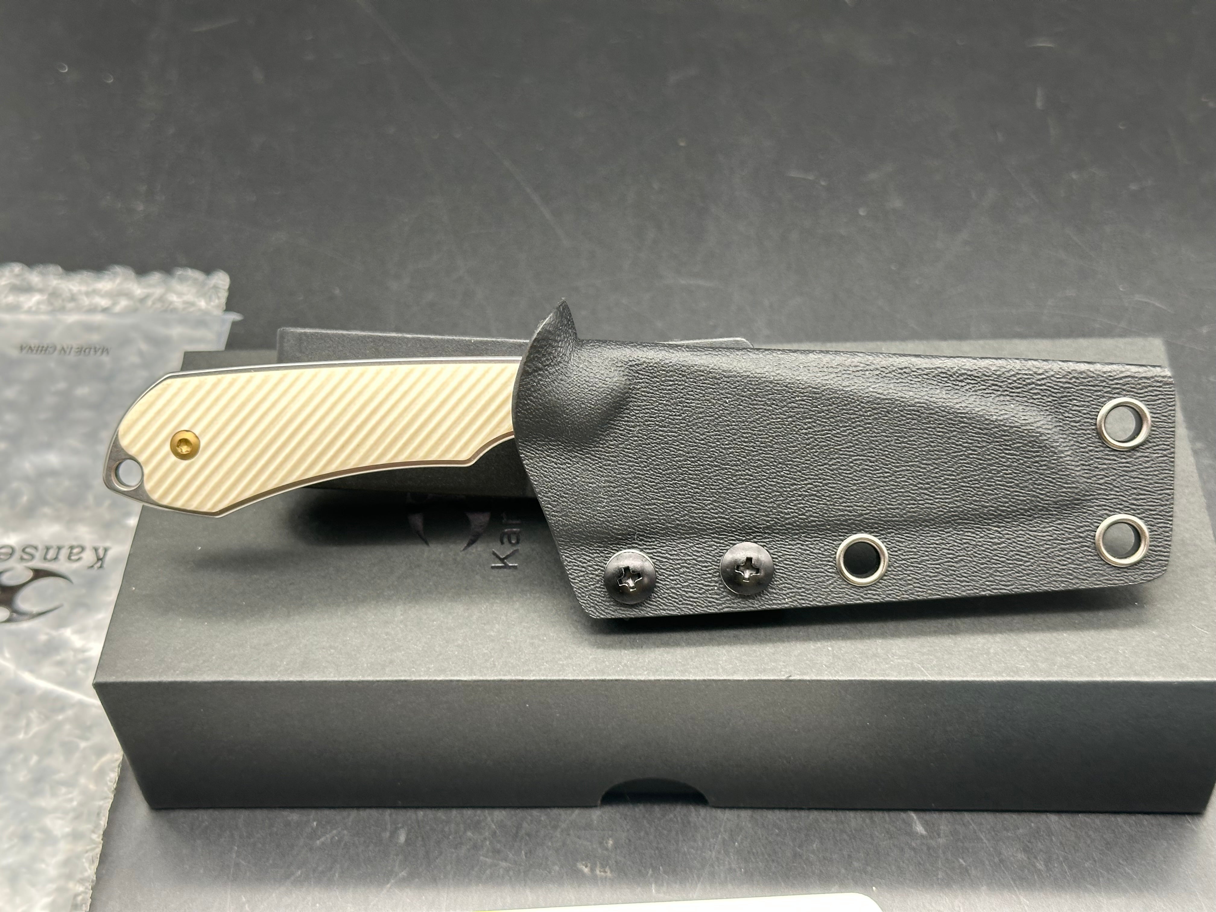 KANSEPT VALK | FIXED BLADE | IVORY G10 |3"STONEWASHED NITRO V BLADE | SPARROW KNIFE DESIGN