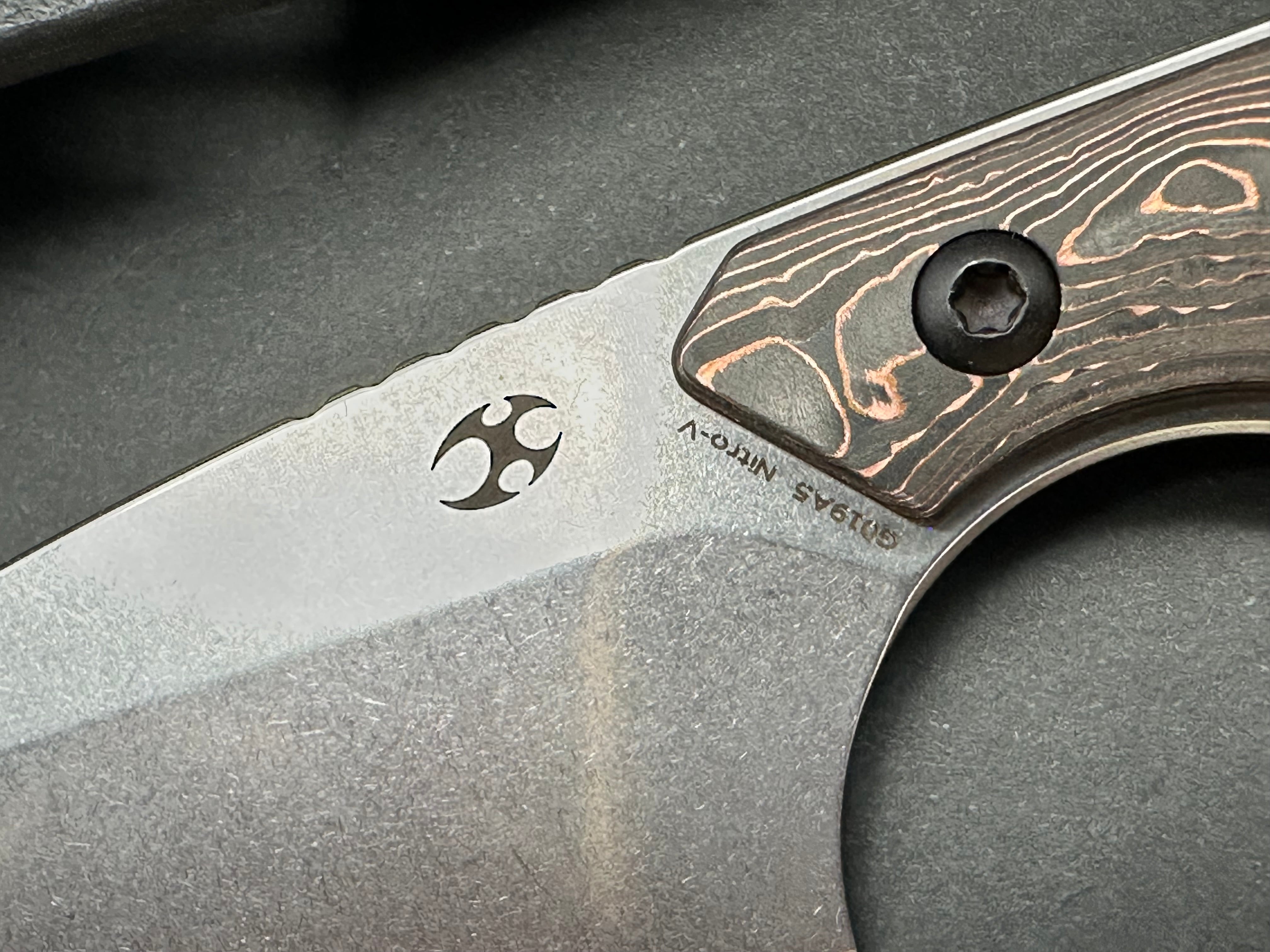 KANSEPT VALK | FIXED BLADE | COPPER CARBON FIBER |3" STONEWASHED NITRO V BLADE | SPARROW KNIFE DESIGN
