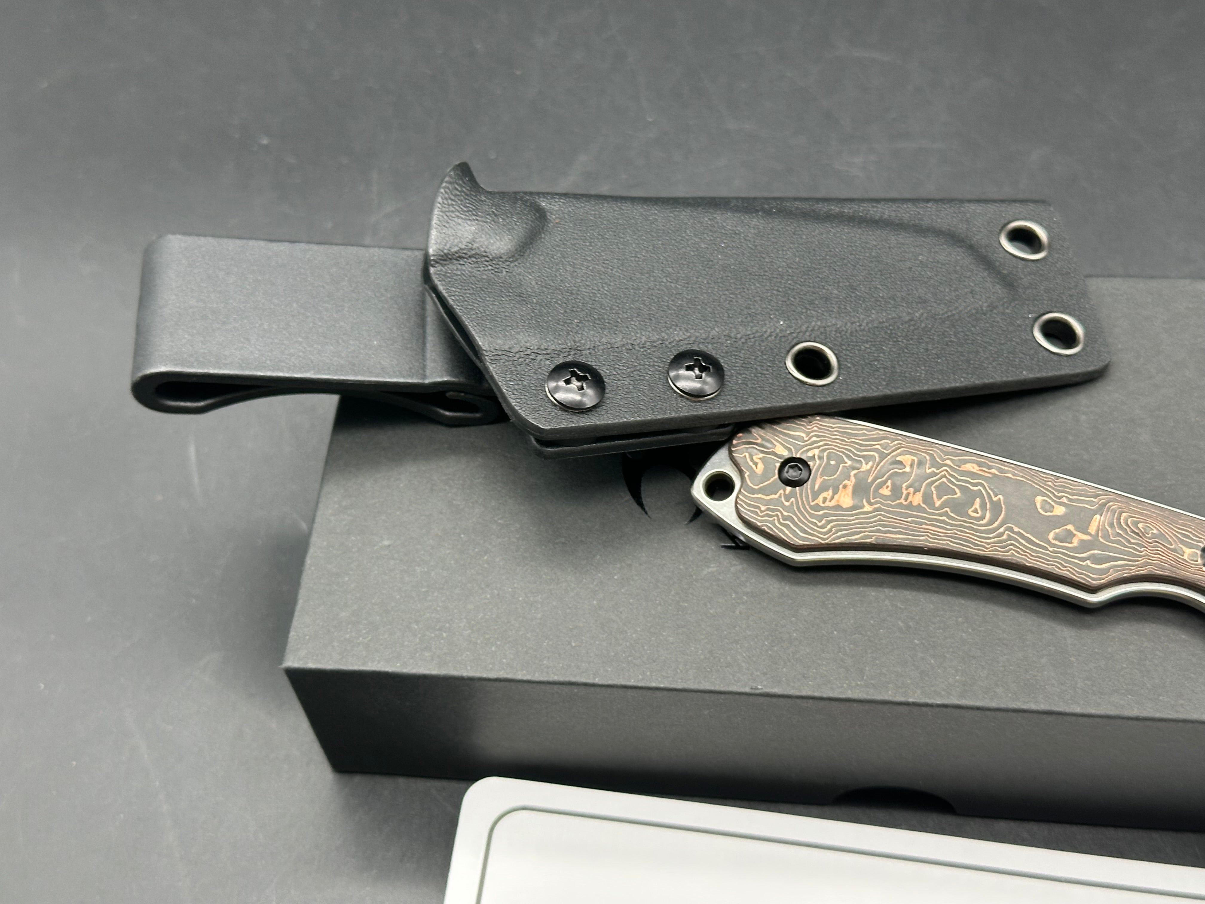 KANSEPT VALK | FIXED BLADE | COPPER CARBON FIBER |3" STONEWASHED NITRO V BLADE | SPARROW KNIFE DESIGN