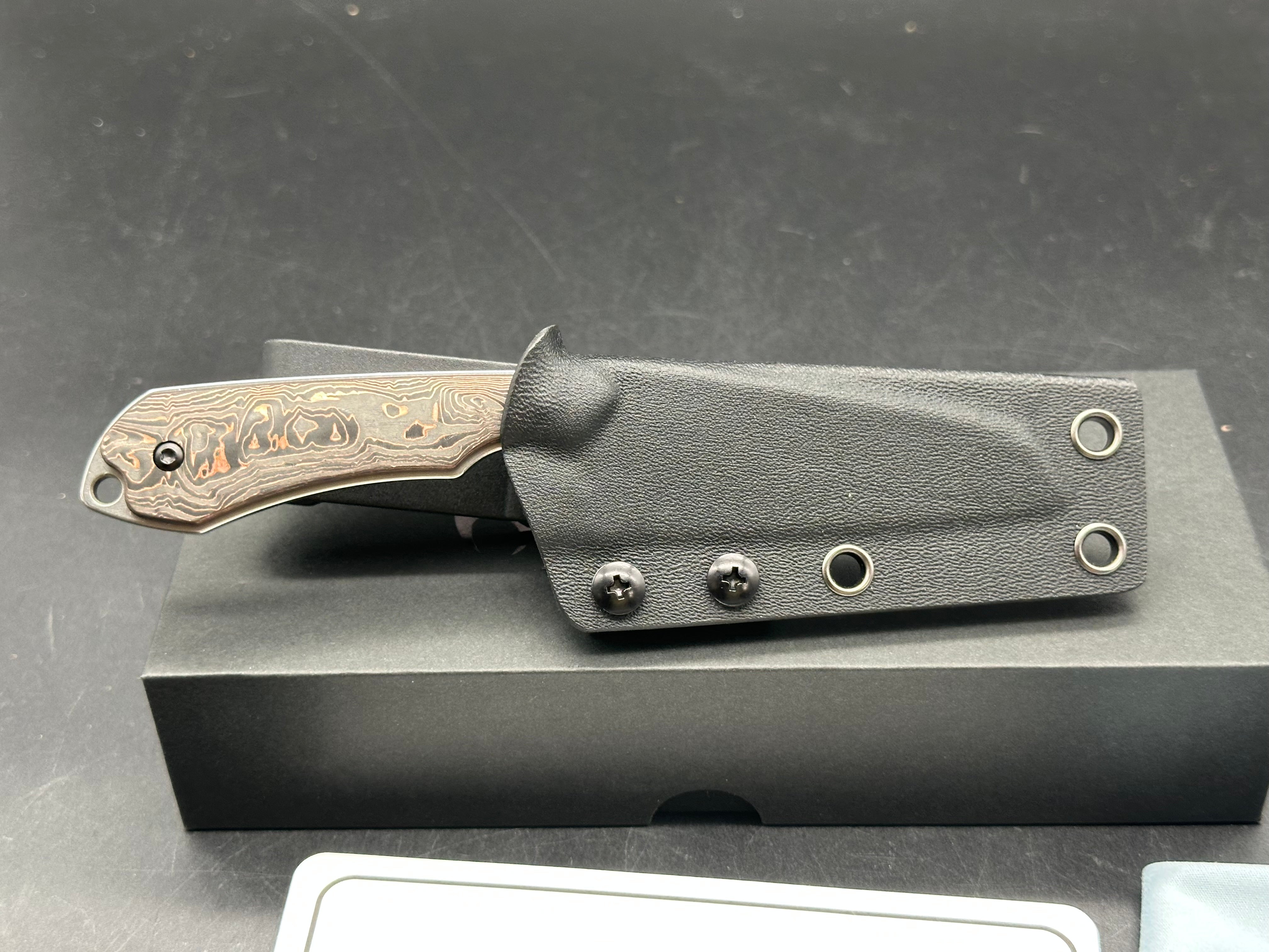 KANSEPT VALK | FIXED BLADE | COPPER CARBON FIBER |3" STONEWASHED NITRO V BLADE | SPARROW KNIFE DESIGN