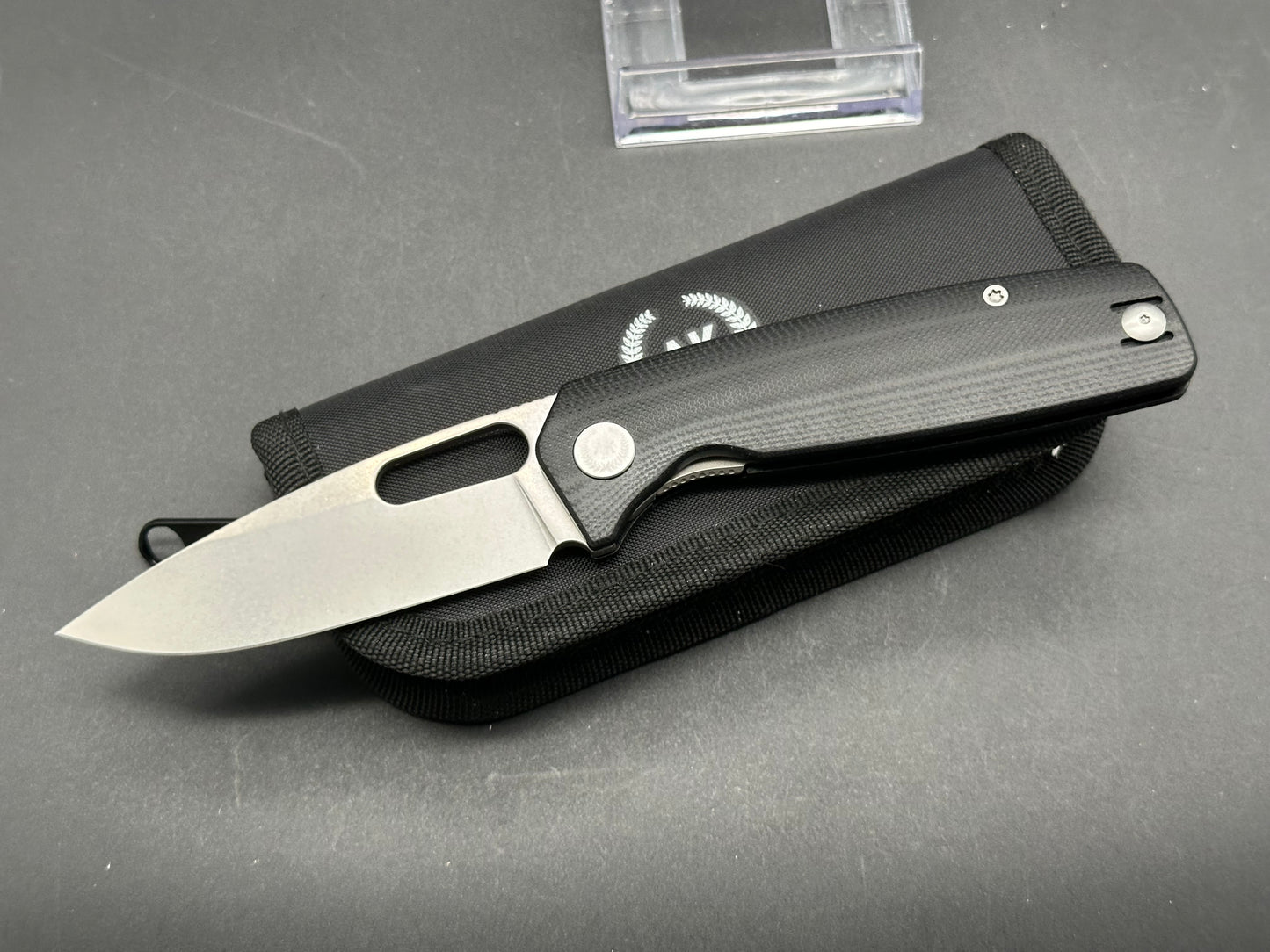 Asher Spiro G10, 3.2" S90V Stonewash Blade with Black G10 Handle