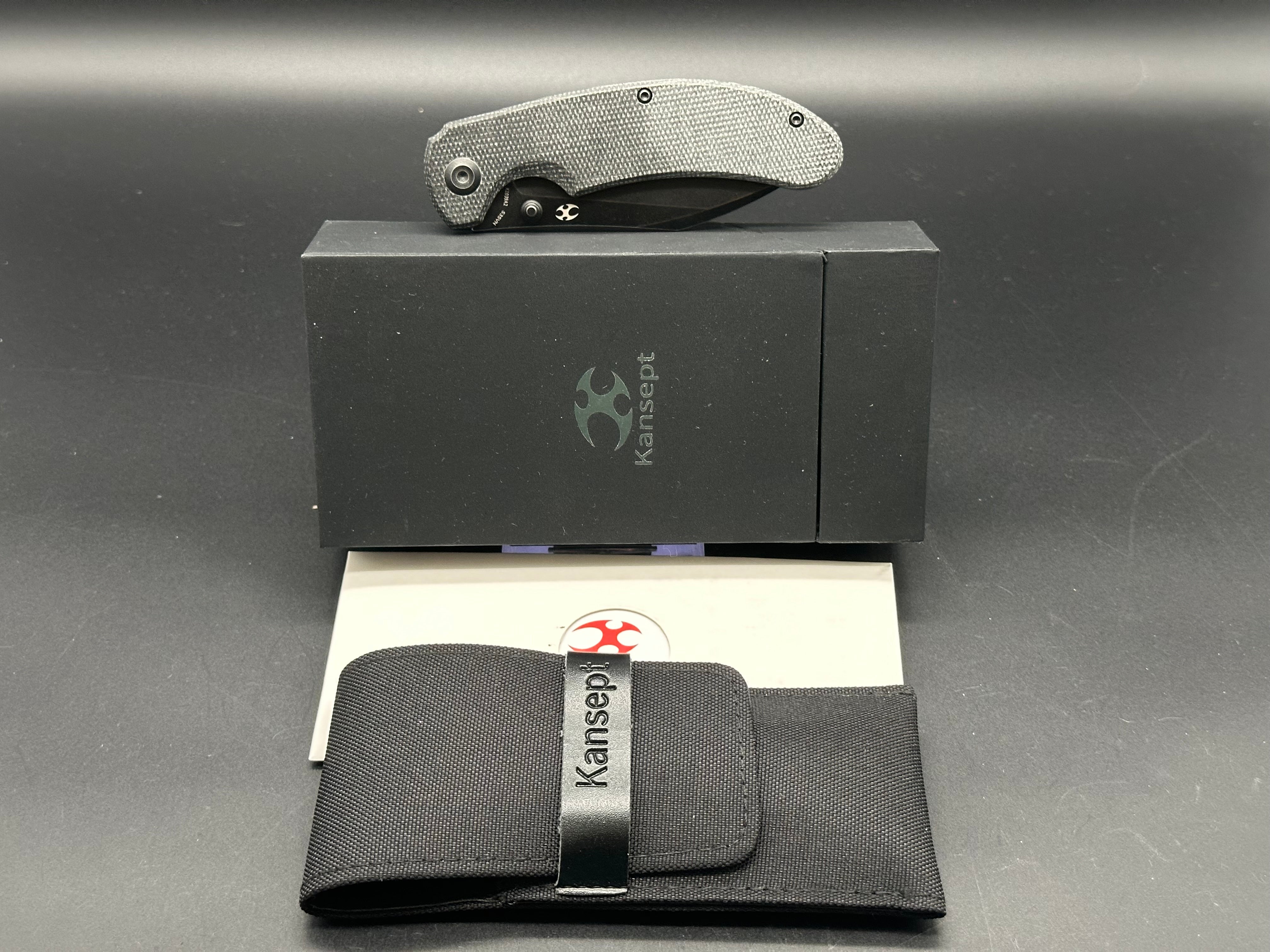 KANSEPT NESSTREET FOLDING KNIFE BLACK MICARTA HANDLE S35VN PLAIN EDGE BLACK STONEWASH FINISH K1039A2