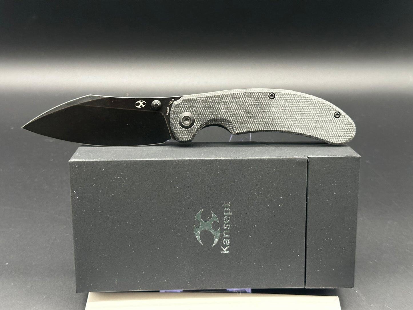 KANSEPT NESSTREET FOLDING KNIFE BLACK MICARTA HANDLE S35VN PLAIN EDGE BLACK STONEWASH FINISH K1039A2