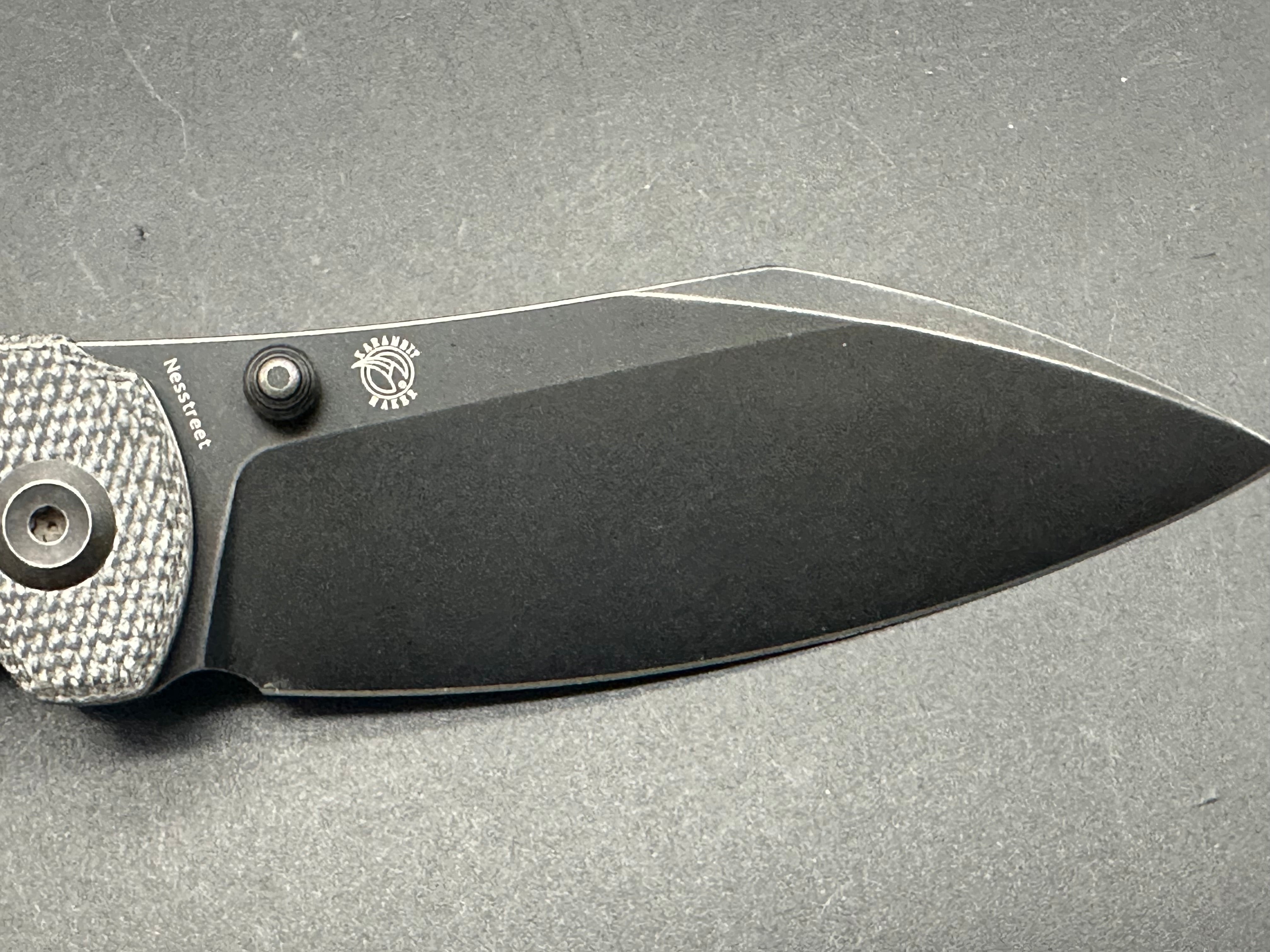 KANSEPT NESSTREET FOLDING KNIFE BLACK MICARTA HANDLE S35VN PLAIN EDGE BLACK STONEWASH FINISH K1039A2