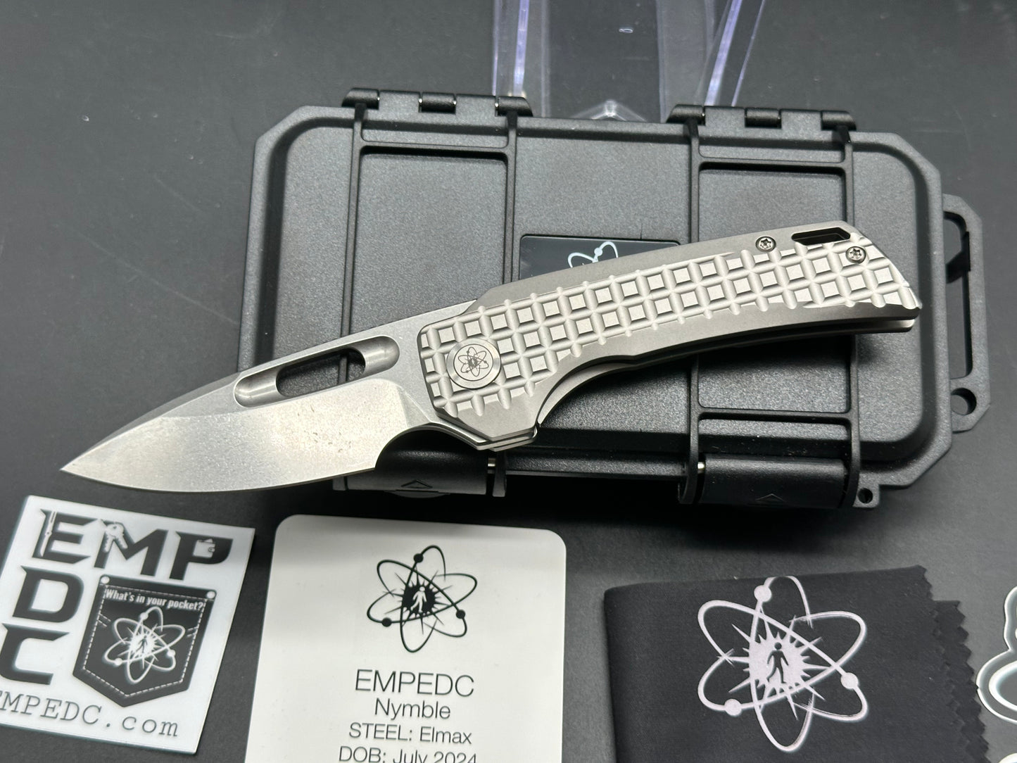 EMP EDC Nymble Elmax Stonewash Blade with Titanium Frag Handle