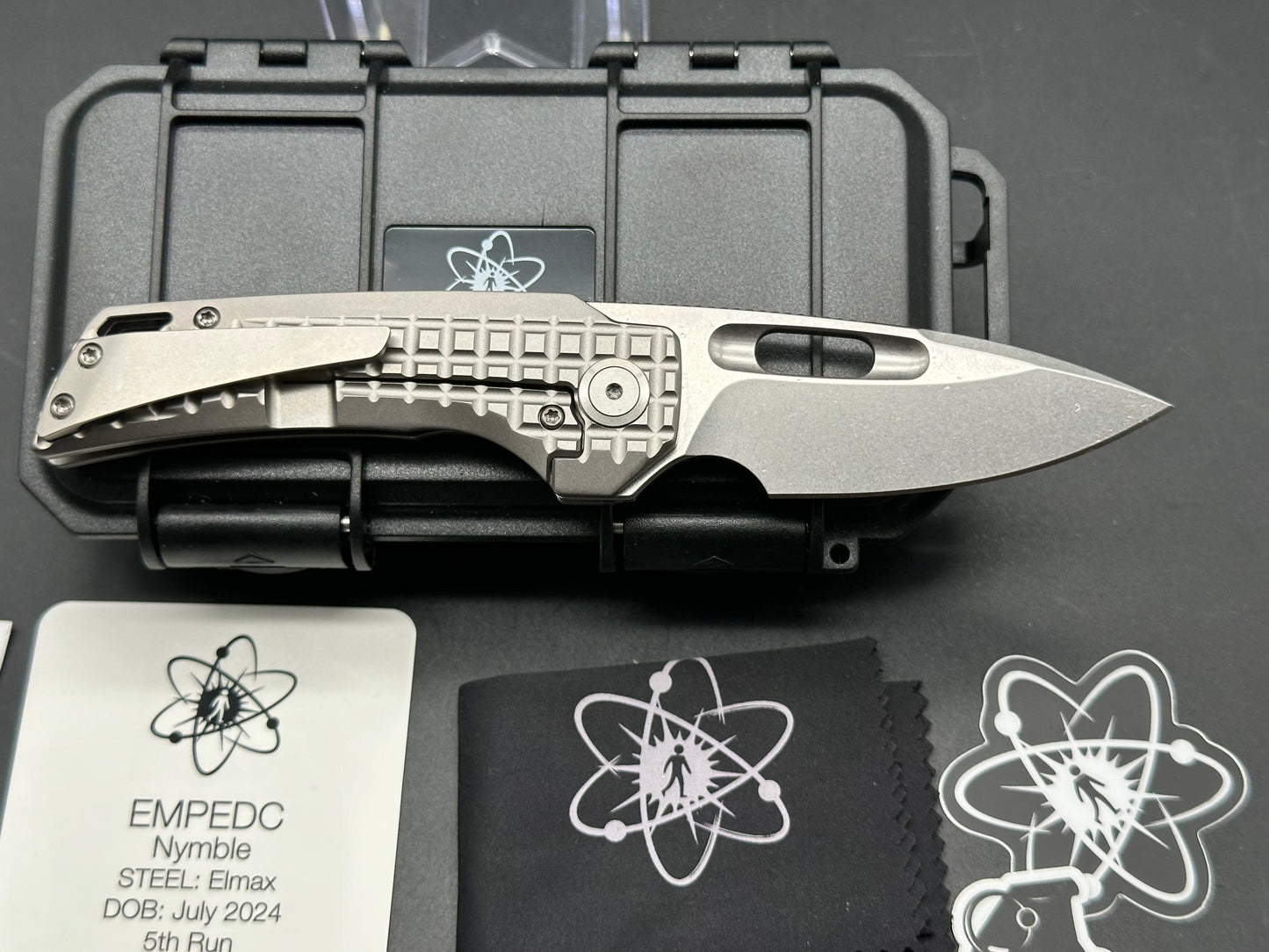 EMP EDC Nymble Elmax Stonewash Blade with Titanium Frag Handle