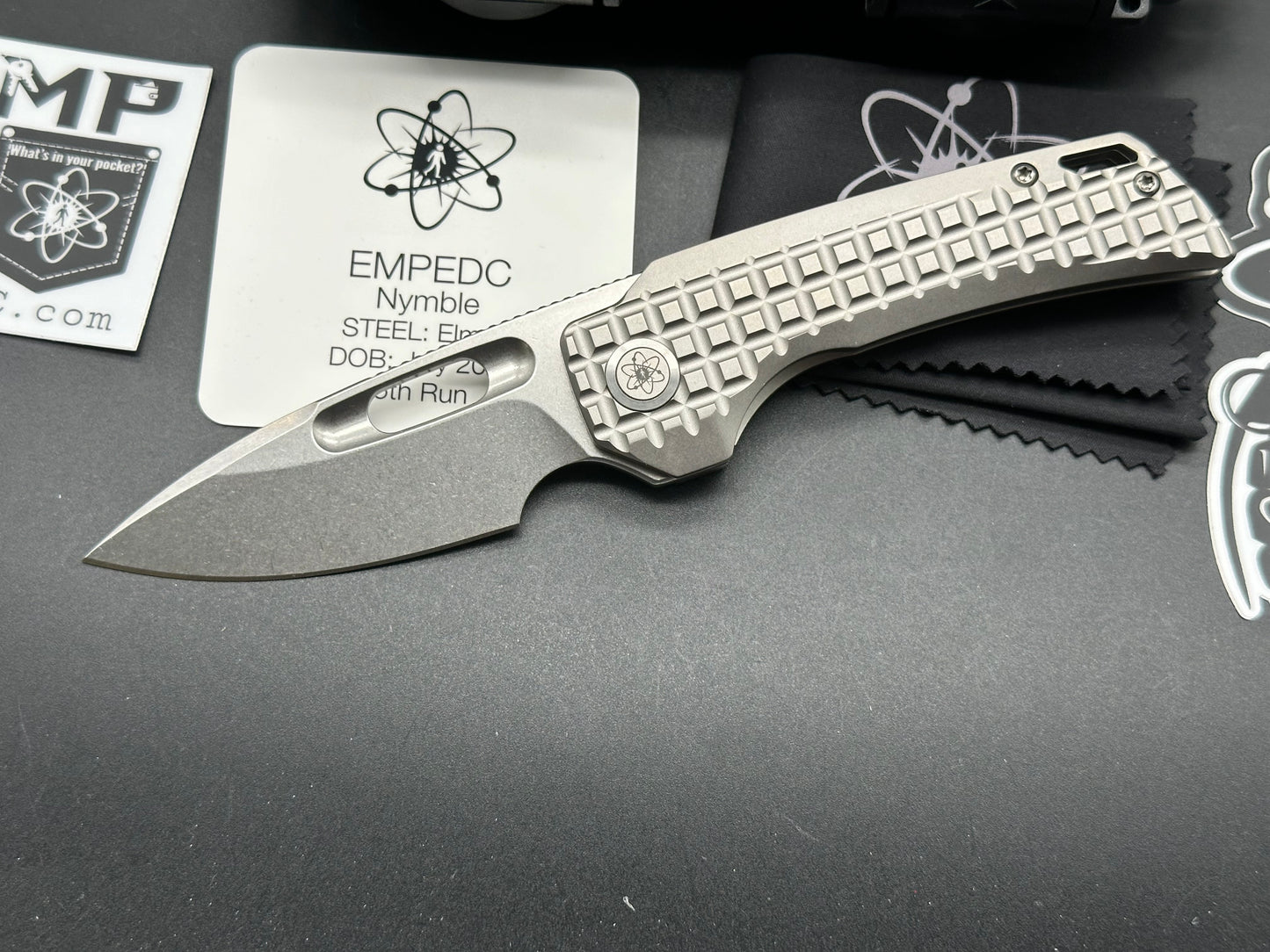 EMP EDC Nymble Elmax Stonewash Blade with Titanium Frag Handle