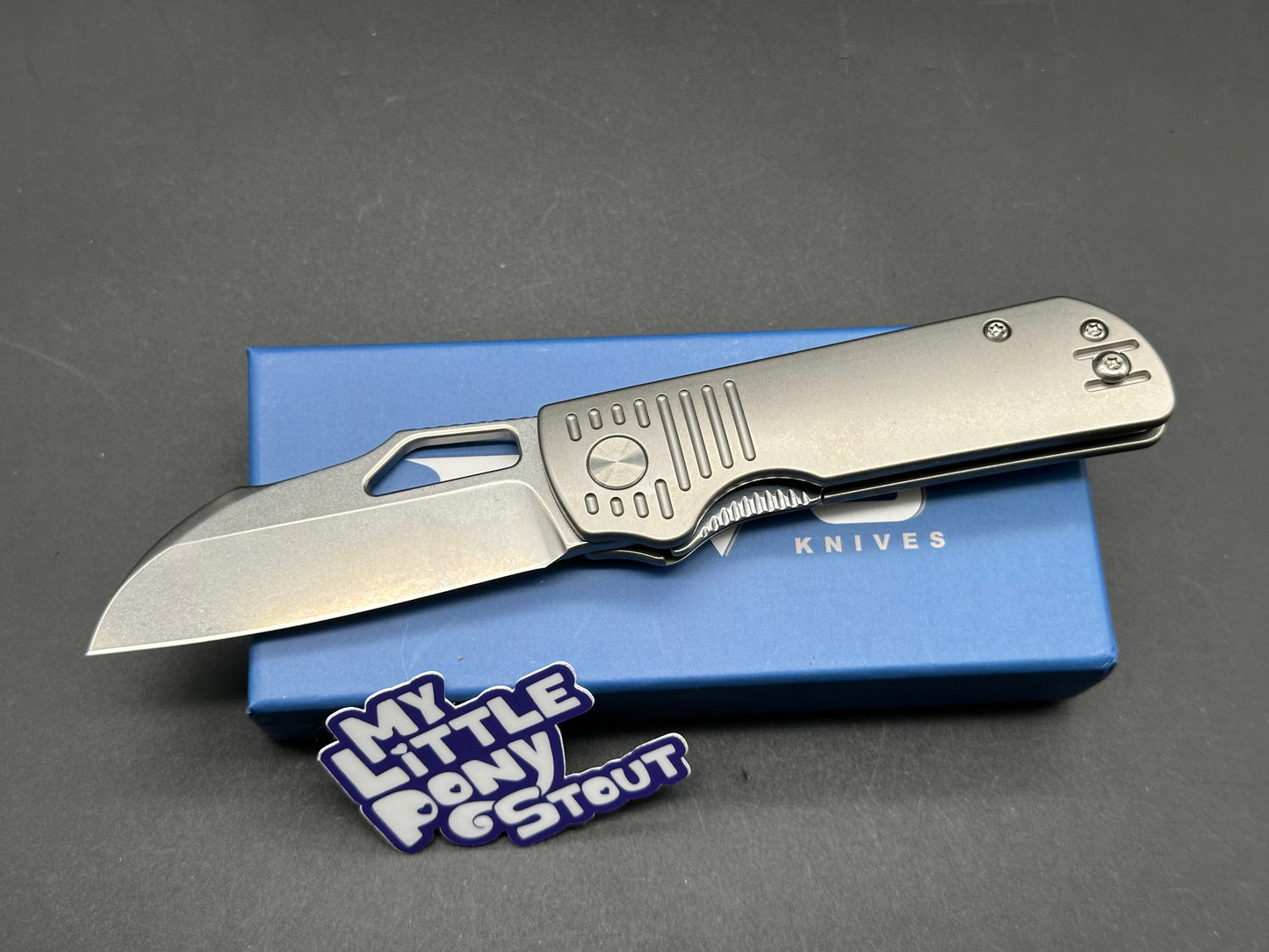 DIVO Premium Pony Stout S90V Stonewash Blade with Titanium Handle