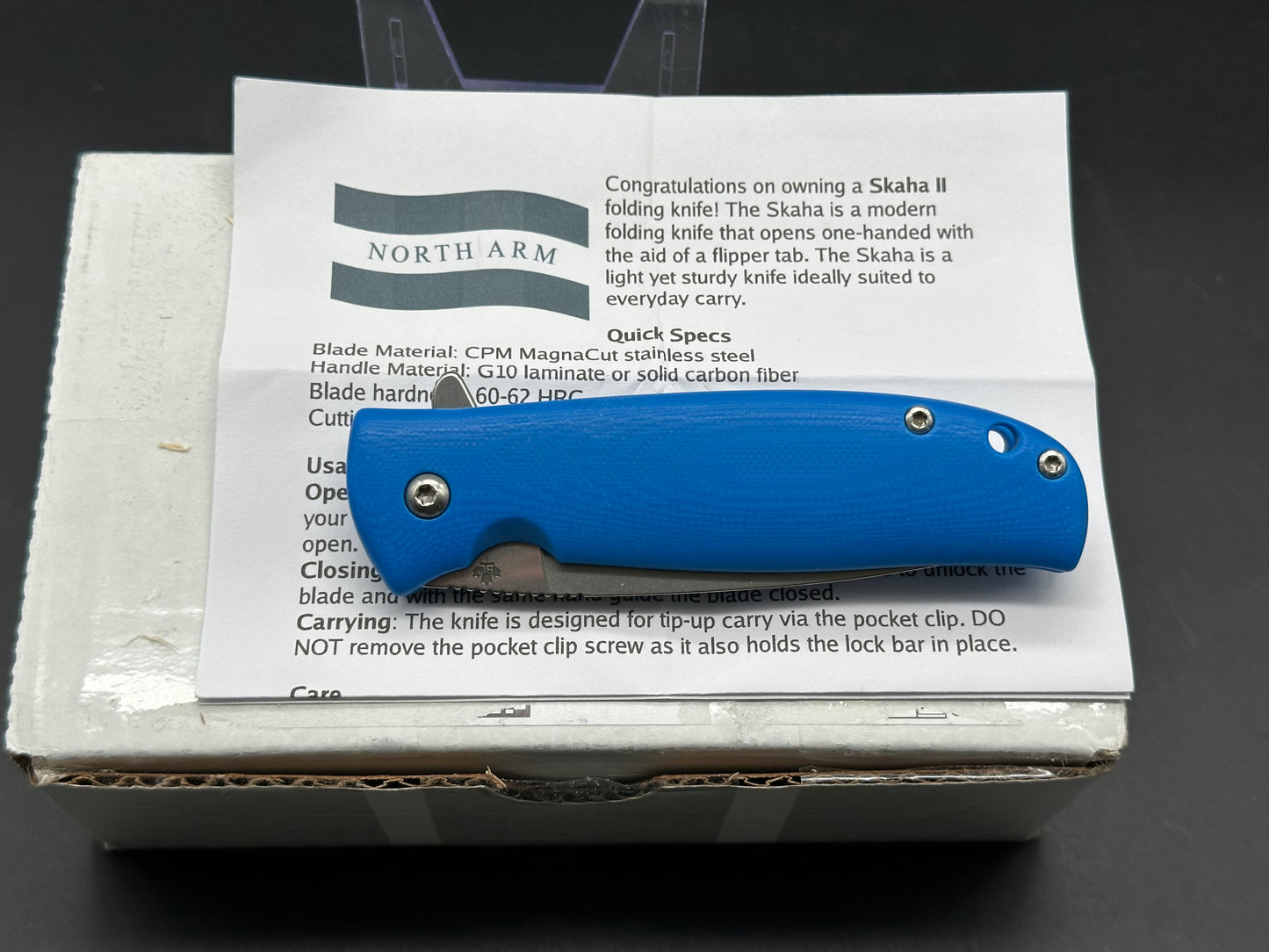 North Arm Skaha 2 MagnaCut Stonewash Blade with Blue G10 Handle