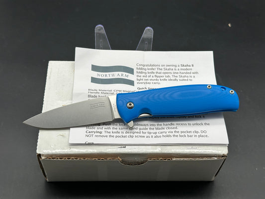 North Arm Skaha 2 MagnaCut Stonewash Blade with Blue G10 Handle