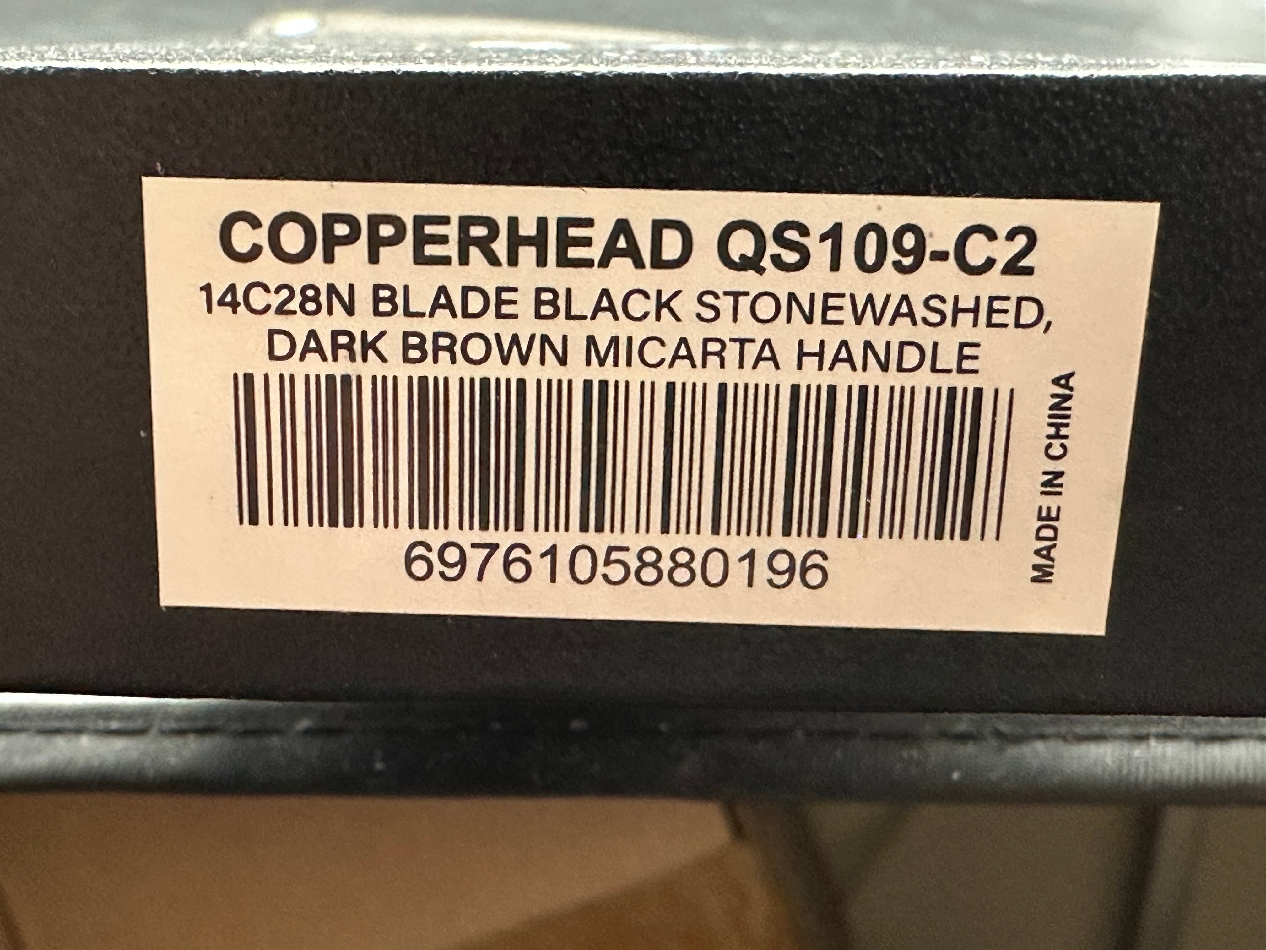 QSP COPPERHEAD FOLDING KNIFE BROWN MICARTA HANDLE 14C28N PLAIN EDGE