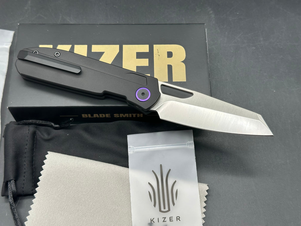 KIZER MASH BLACK ALUMINUM M390 MODIFIED SHEEPSFOOT