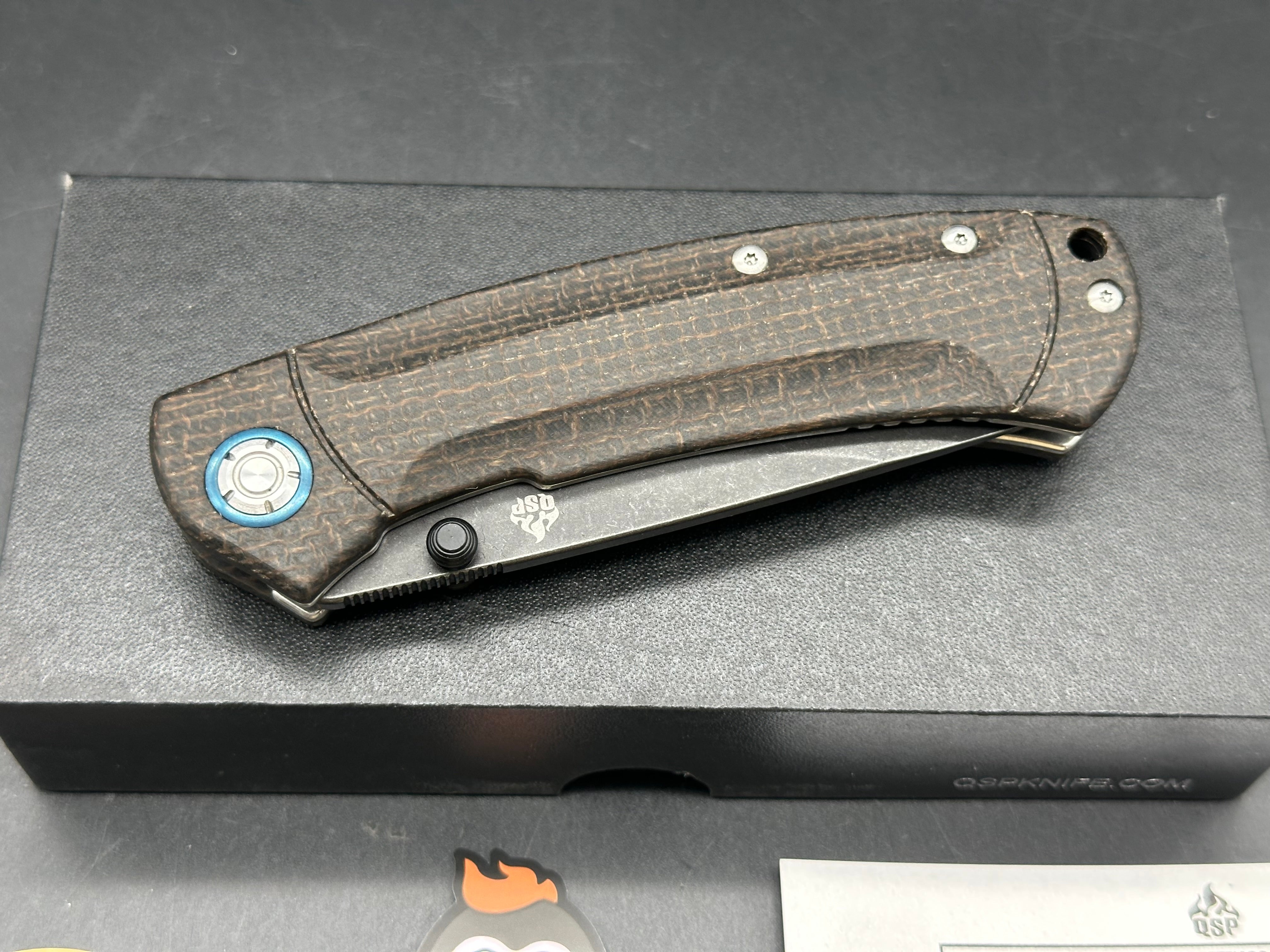 QSP COPPERHEAD FOLDING KNIFE BROWN MICARTA HANDLE 14C28N PLAIN EDGE