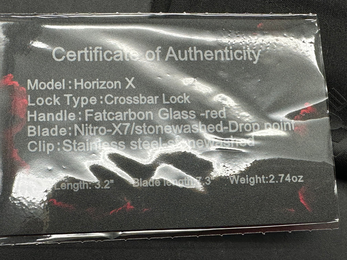 REATE HORIZON-X FOLDING KNIFE RED GLASS FATCARBON HANDLE NITRO-X7 DROP POINT