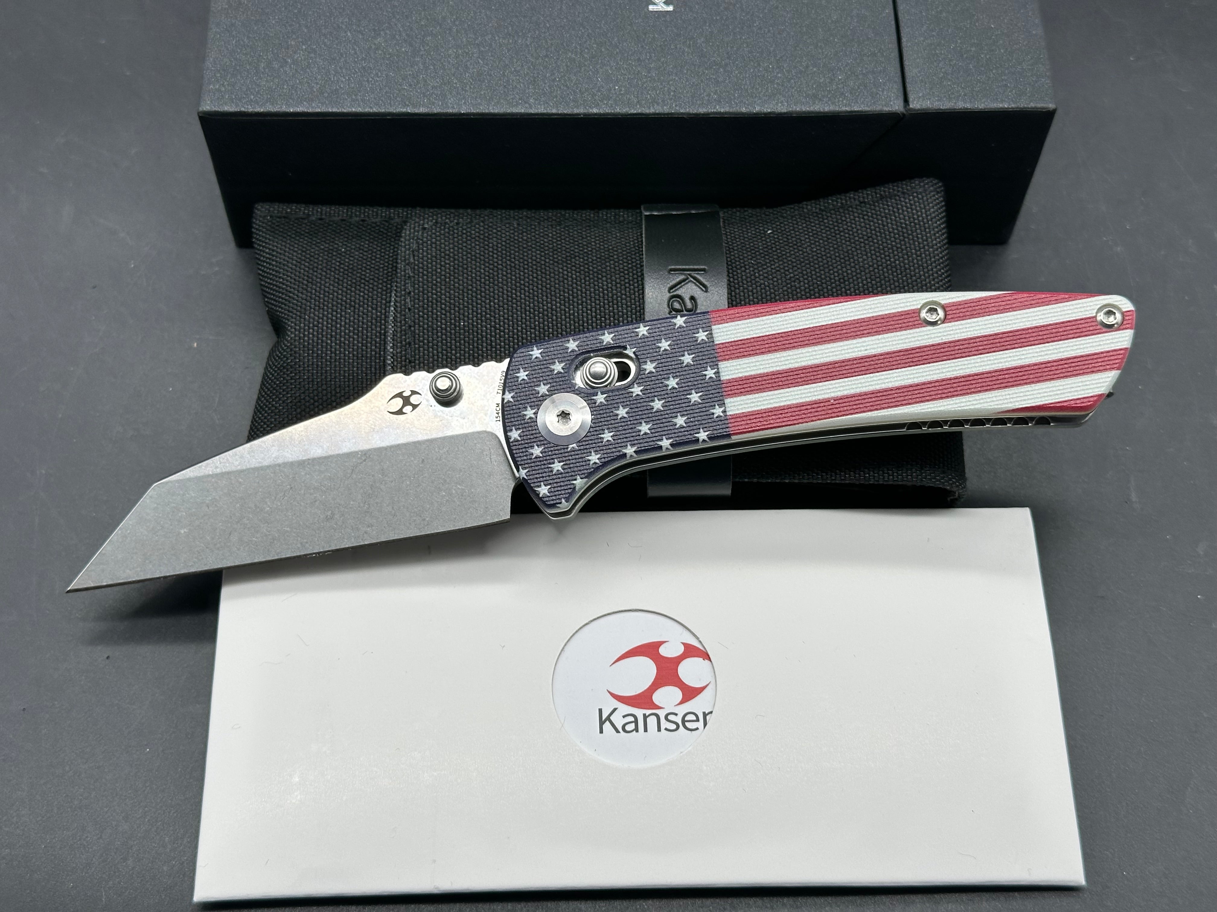 Kansept Knives Main Street Crossbar Lock Knife Jade/American Flag G-10 (3.4" SW)