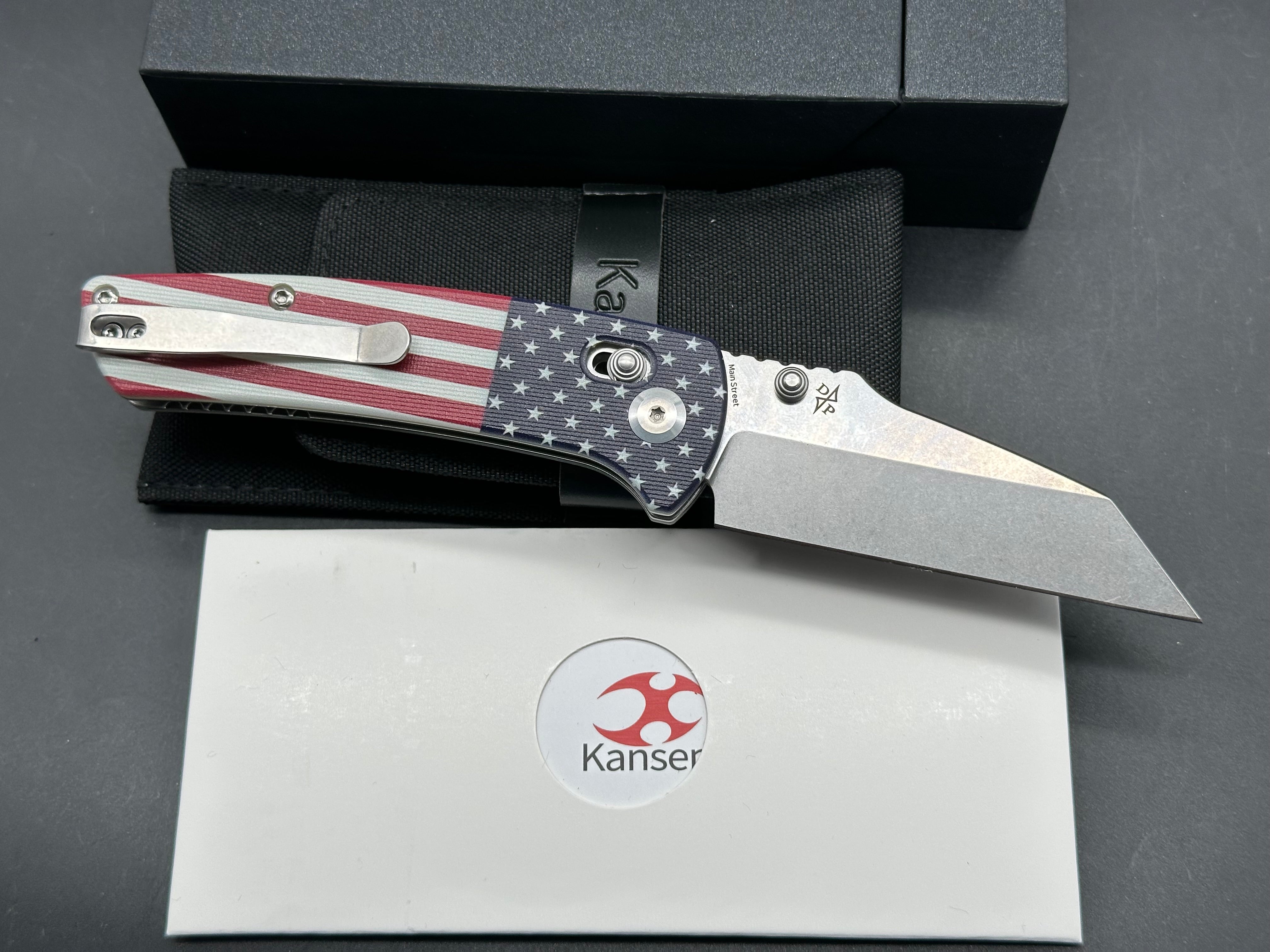 Kansept Knives Main Street Crossbar Lock Knife Jade/American Flag G-10 (3.4" SW)