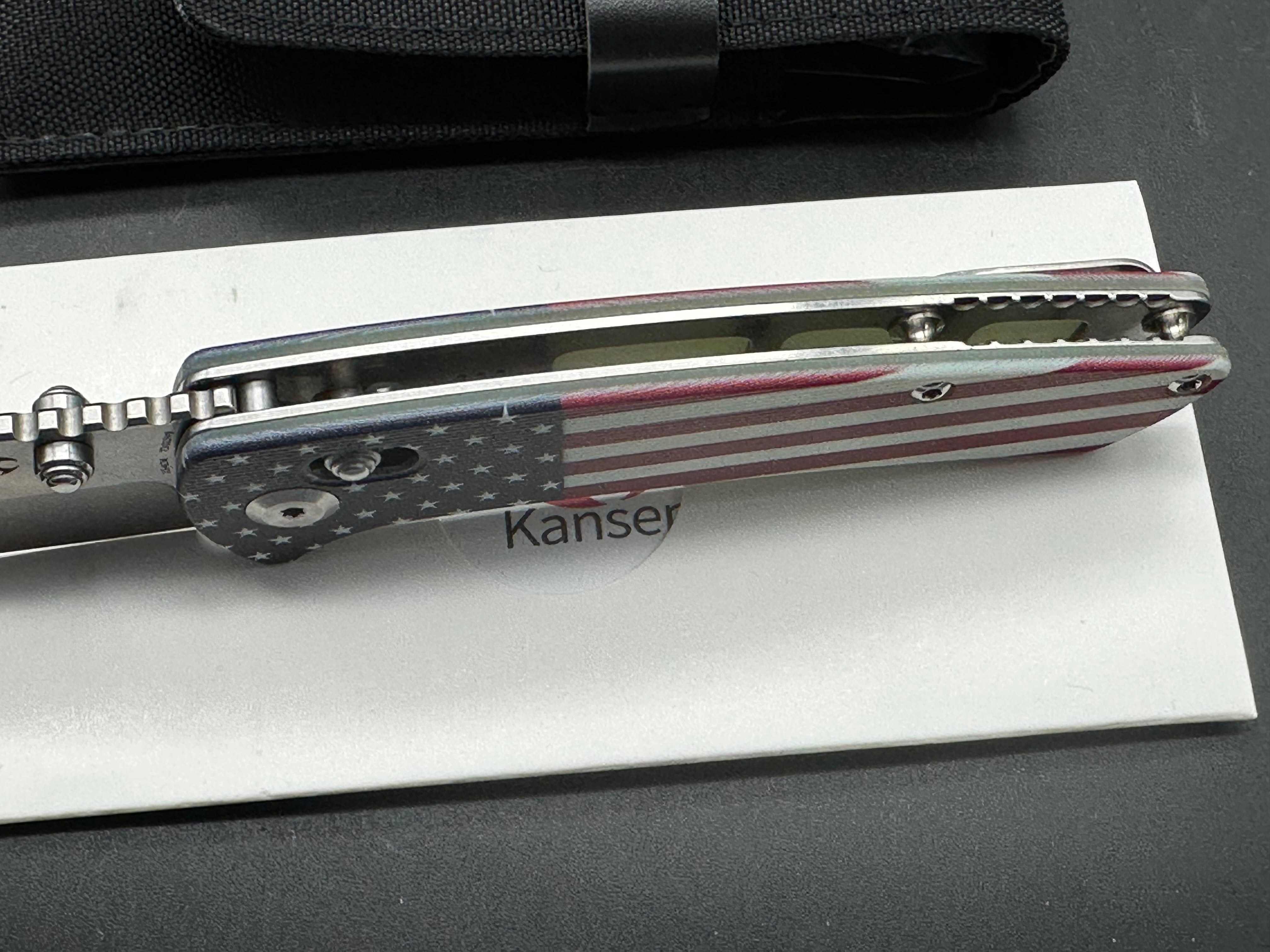 Kansept Knives Main Street Crossbar Lock Knife Jade/American Flag G-10 (3.4" SW)