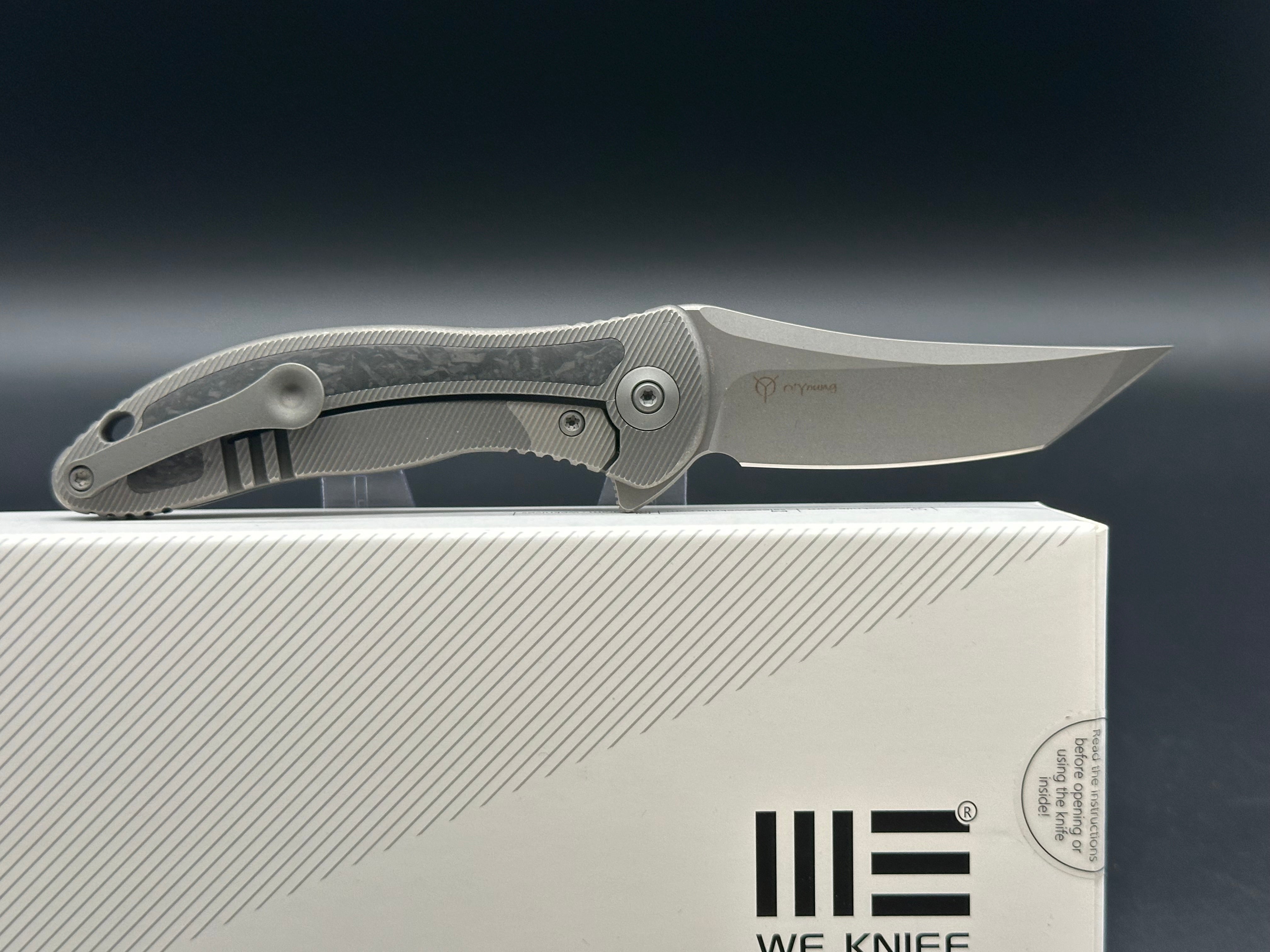 WE Knife Co. Mini Synergy Tanto Knife Ti/Shredded CF (3" Stonewash) 2012CF-A