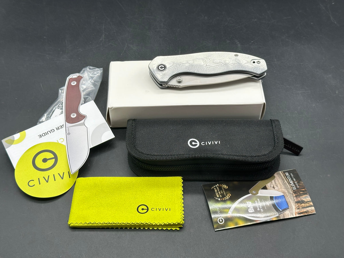 CIVIVI VYRENT FOLDING KNIFE SILVER G10/ALUMINUM FOIL HANDLE NITRO-X7 DROP POINT PLAIN EDGE