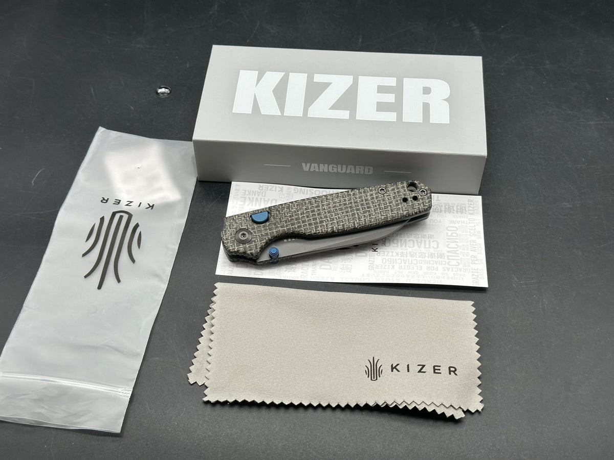 KIZER POKIMAN BLL BLACK MICARTA HANDLE AEB-L SHEEPSFOOT