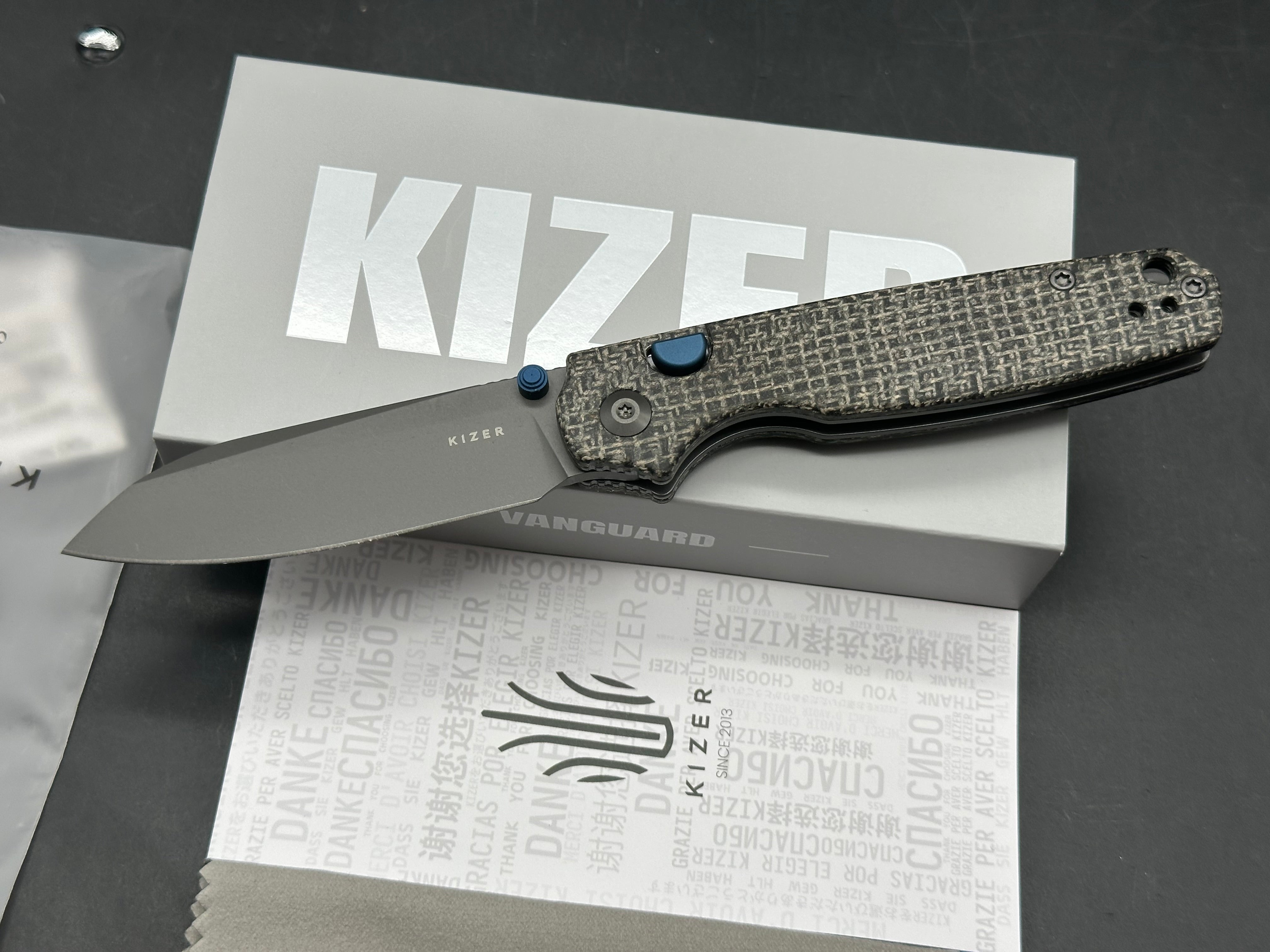 KIZER POKIMAN BLL BLACK MICARTA HANDLE AEB-L SHEEPSFOOT