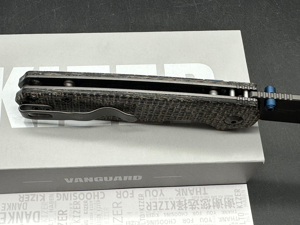 KIZER POKIMAN BLL BLACK MICARTA HANDLE AEB-L SHEEPSFOOT