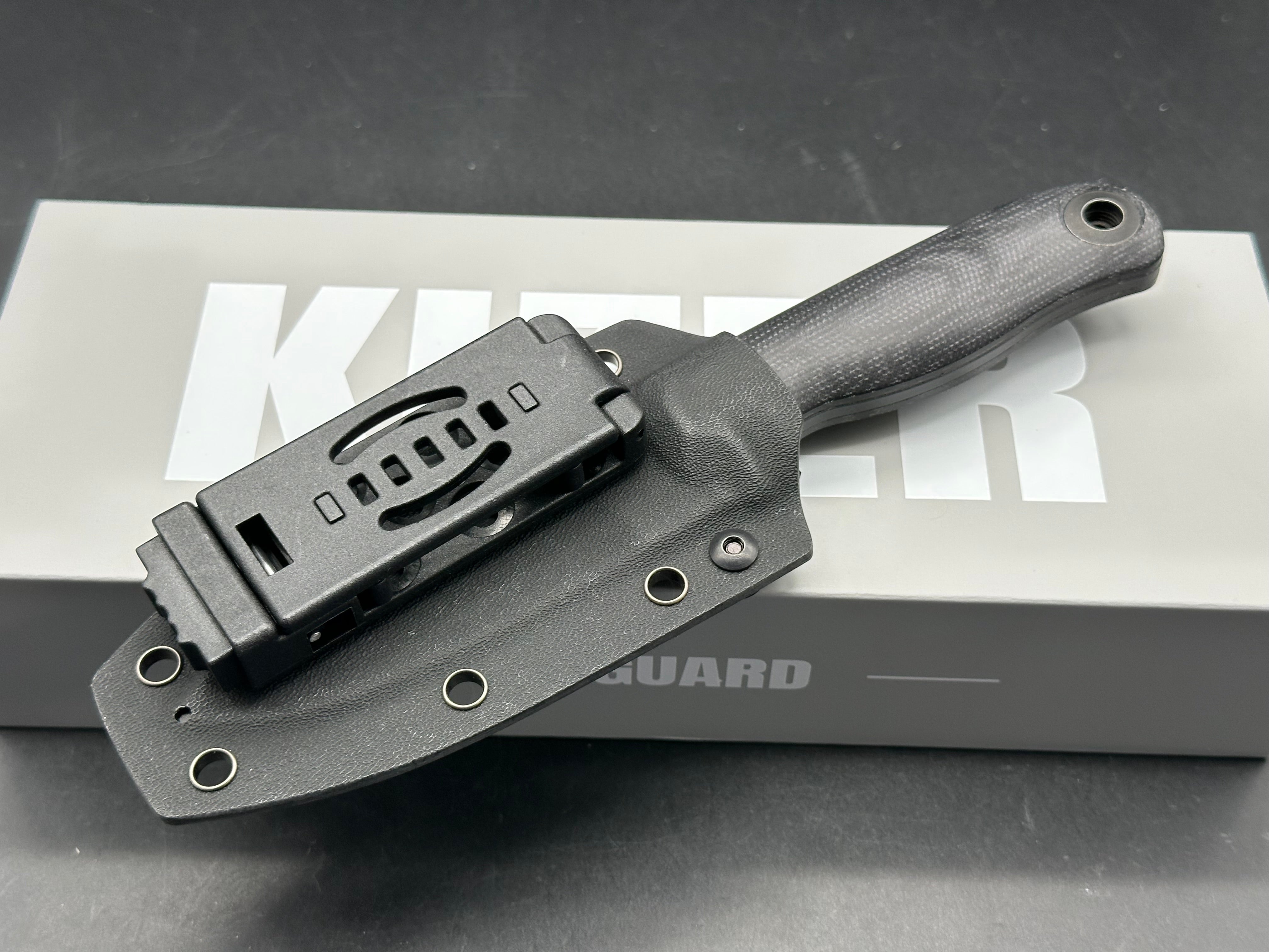 KIZER DROP BEAR FIX 3 FIXED BLADE KNIFE BLACK MICARTA HANDLE 1095 DROP POINT PLAIN BLACK BLADE