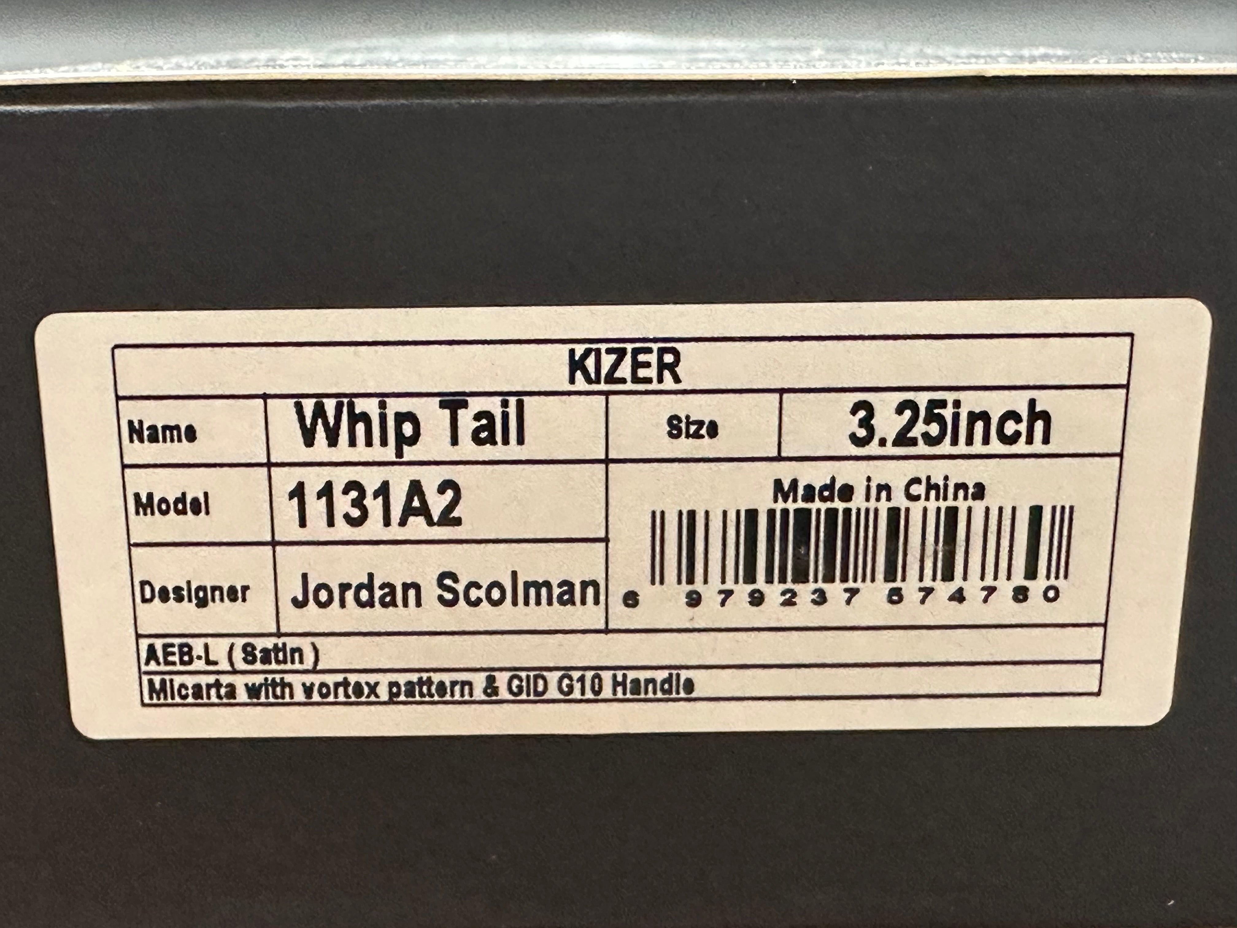 KIZER WHIP TAIL FIXED BLADE KNIFE COLOR VORTEX MICARTA/GID G10 HANDLE AEB-L SHEEPSFOOT