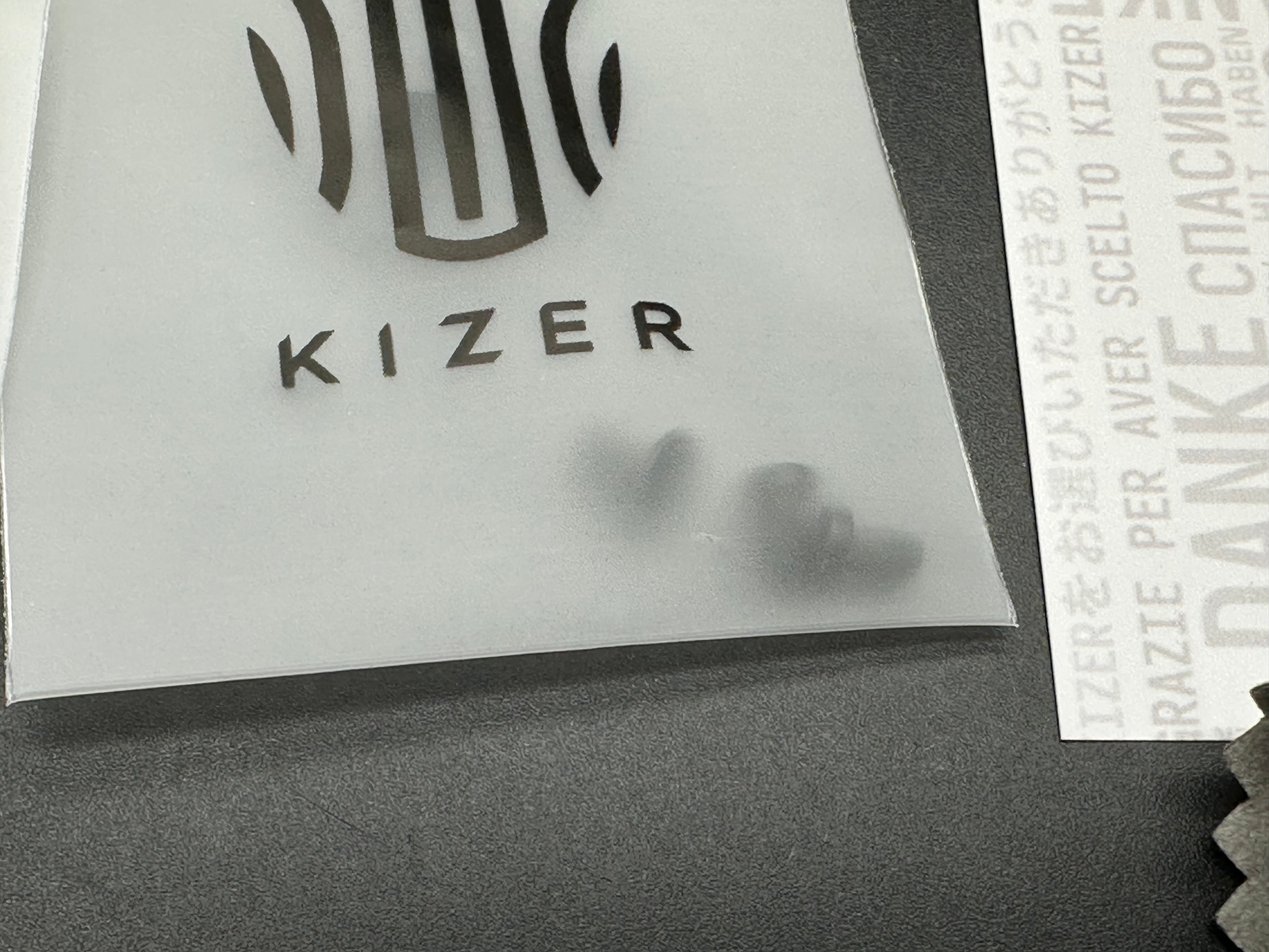 KIZER GLAUX FOLDING KNIFE BLACK VORTEX PATTERN MICARTA HANDLE 14C28N DROP POINT PLAIN EDGE GRAY PVD/STONEWASH FINISH