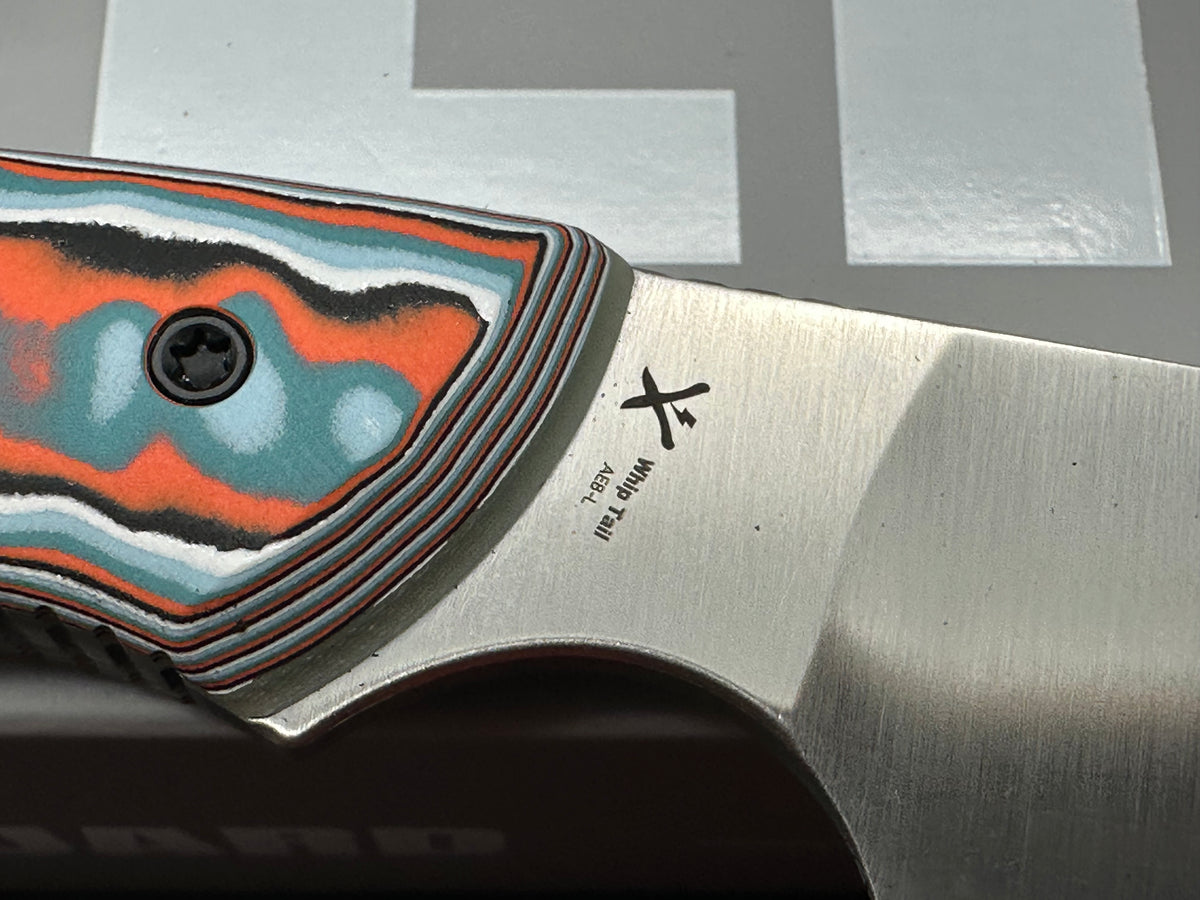 KIZER WHIP TAIL FIXED BLADE KNIFE COLOR VORTEX MICARTA/GID G10 HANDLE AEB-L SHEEPSFOOT