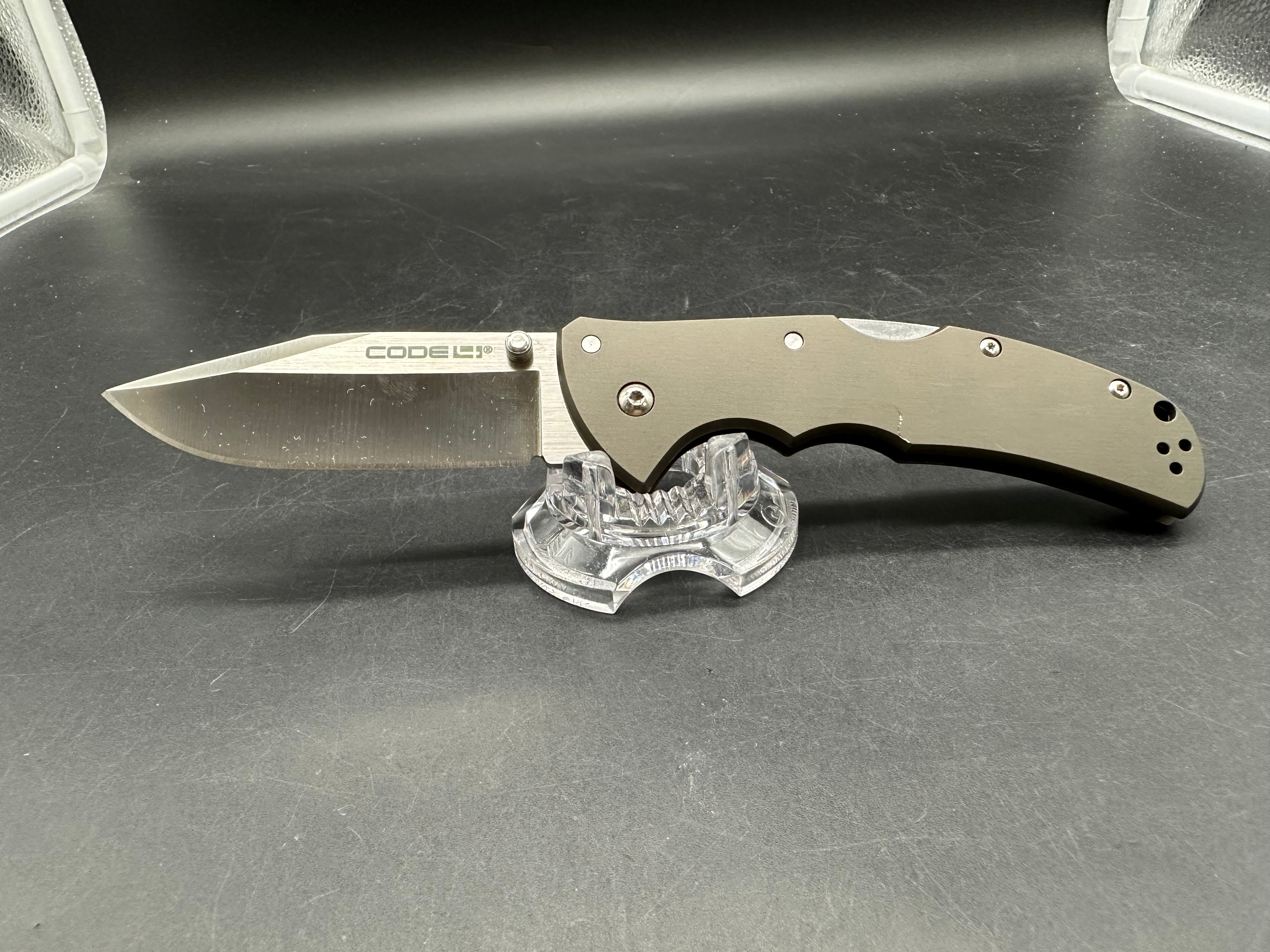 COLD STEEL CODE-4 LOCK BACK KNIFE GRAY ALUMINUM HANDLE PLAIN S35VN EDGE