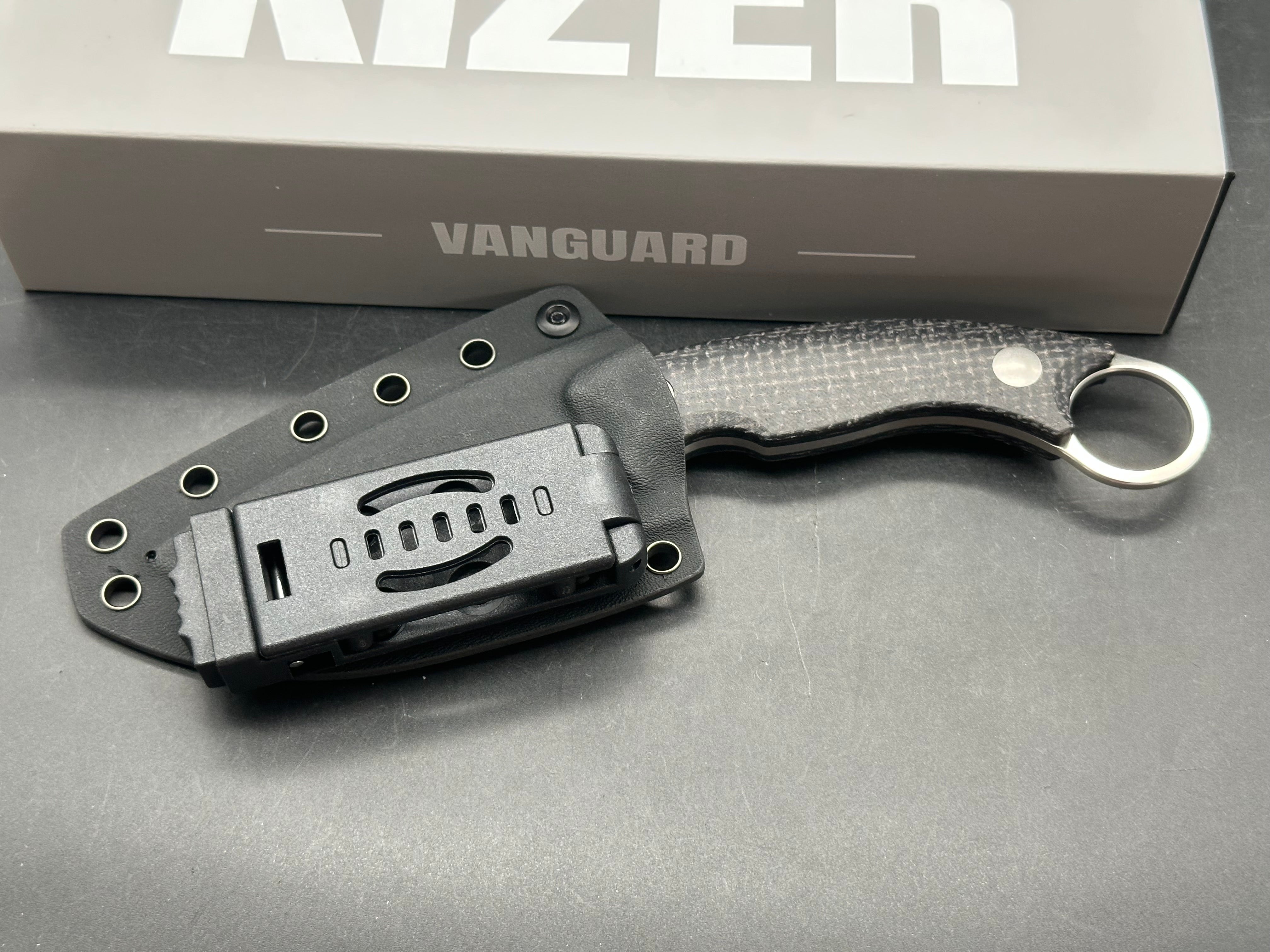 KIZER CABOX II FIXED BLADE KNIFE BROWN MICARTA HANDLE AEB-L DROP POINT