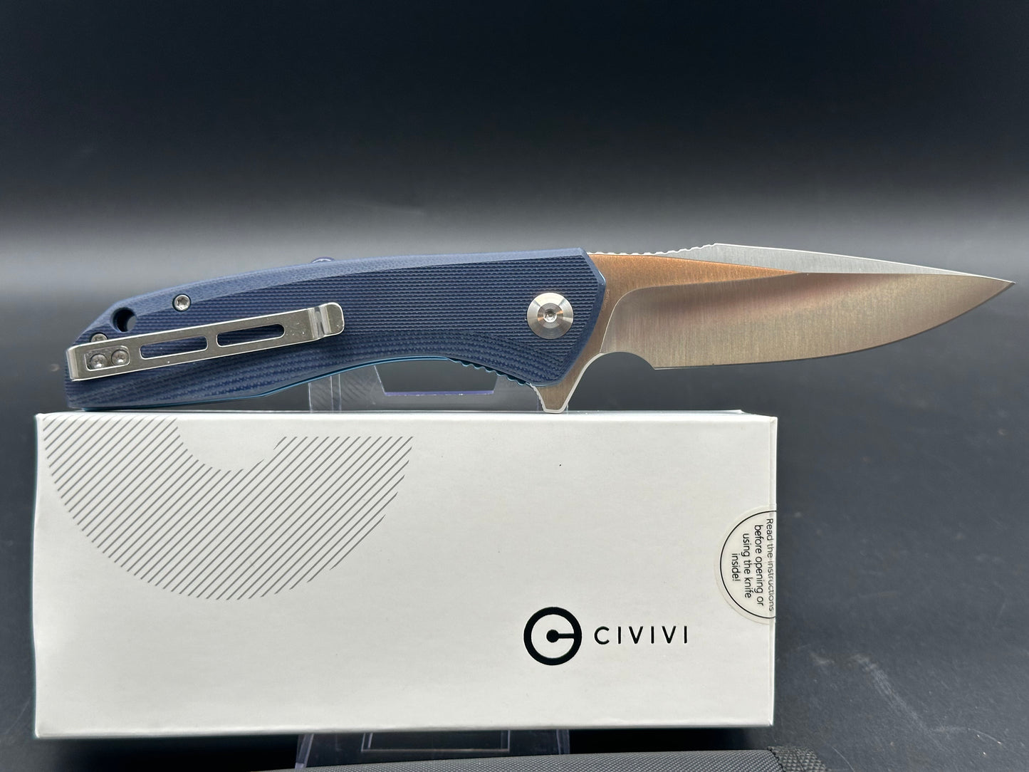 CIVIVI BAKLASH LINER LOCK KNIFE BLUE G10 HANDLE PLAIN EDGE BLADE