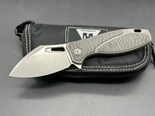 Infinite Knives Pufferfish/Grey Ti Handle Carbon Fiber Inlays w/M390 blade