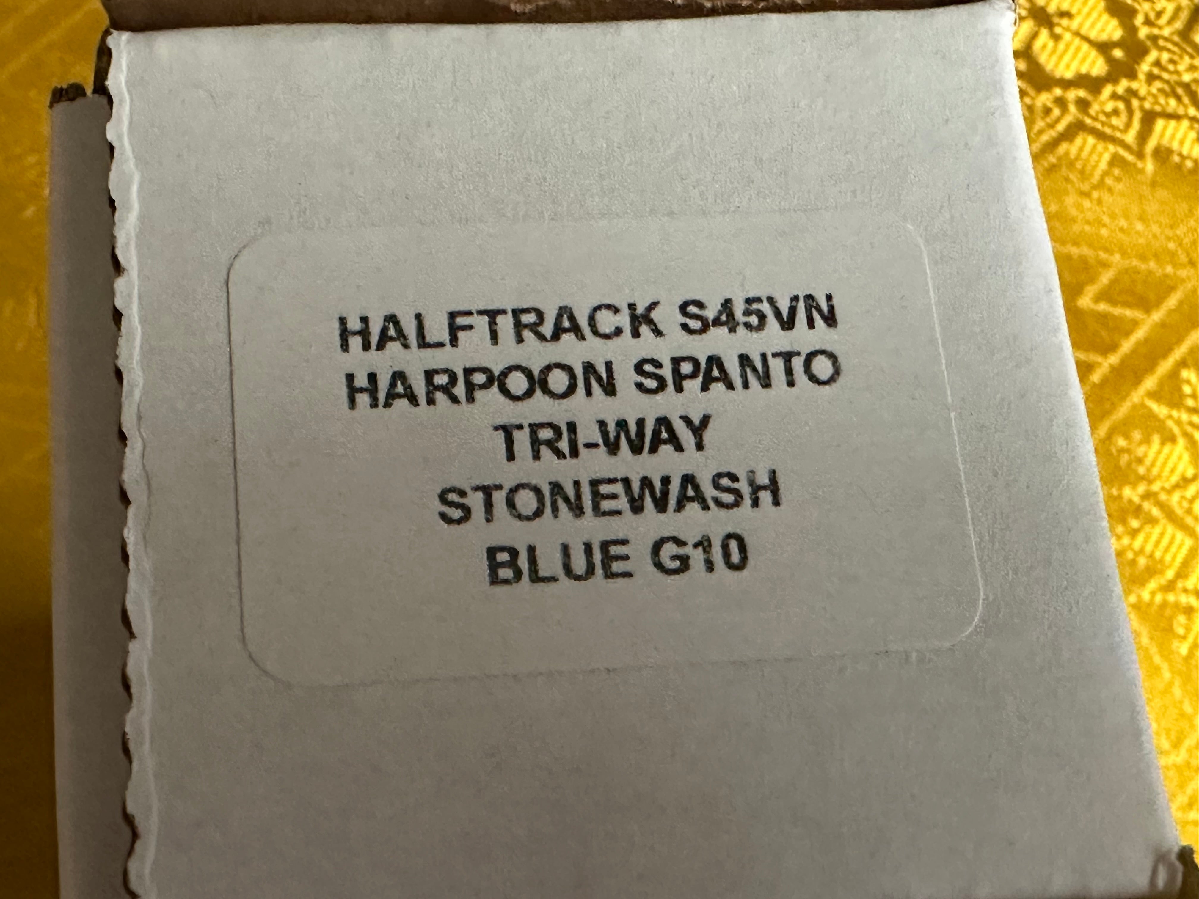 Hinderer Halftrack Harpoon Spanto S45VN blue G10 & stonewashed