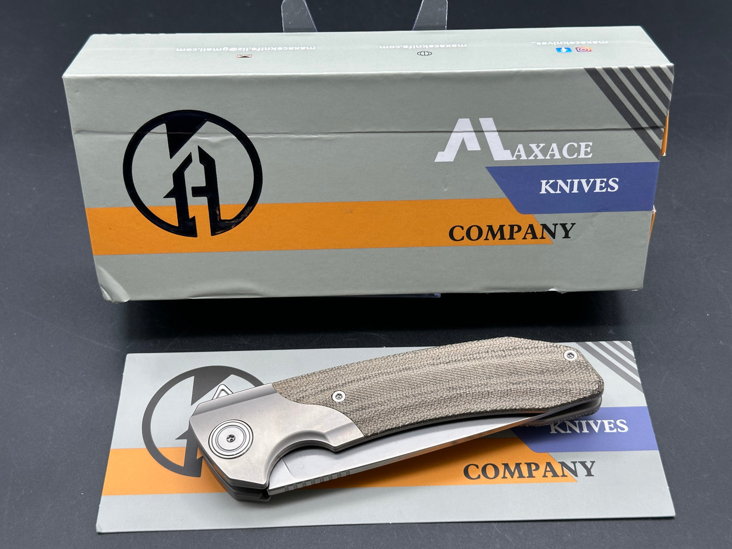 Maxace Goliath 3.0/Gray Ti Brown Micarta Handle Milled Ti Pocket Clip SLD Magic Blade