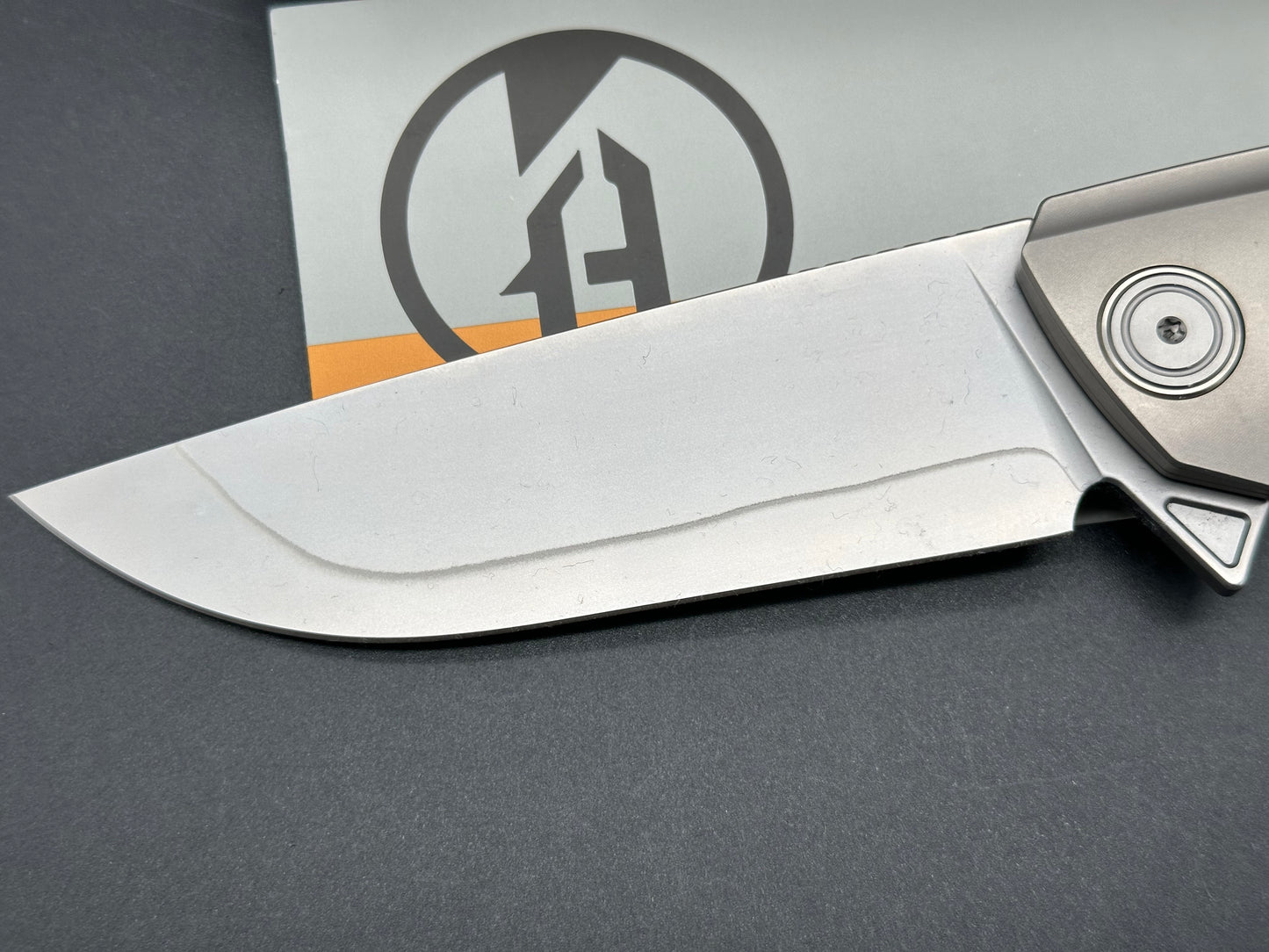 Maxace Goliath 3.0/Gray Ti Brown Micarta Handle Milled Ti Pocket Clip SLD Magic Blade