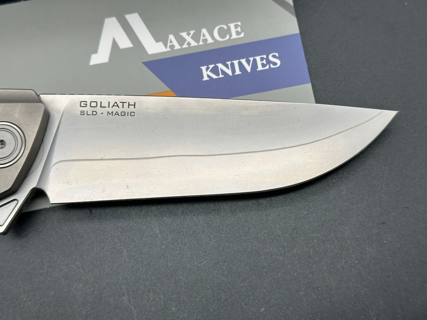 Maxace Goliath 3.0/Gray Ti Brown Micarta Handle Milled Ti Pocket Clip SLD Magic Blade