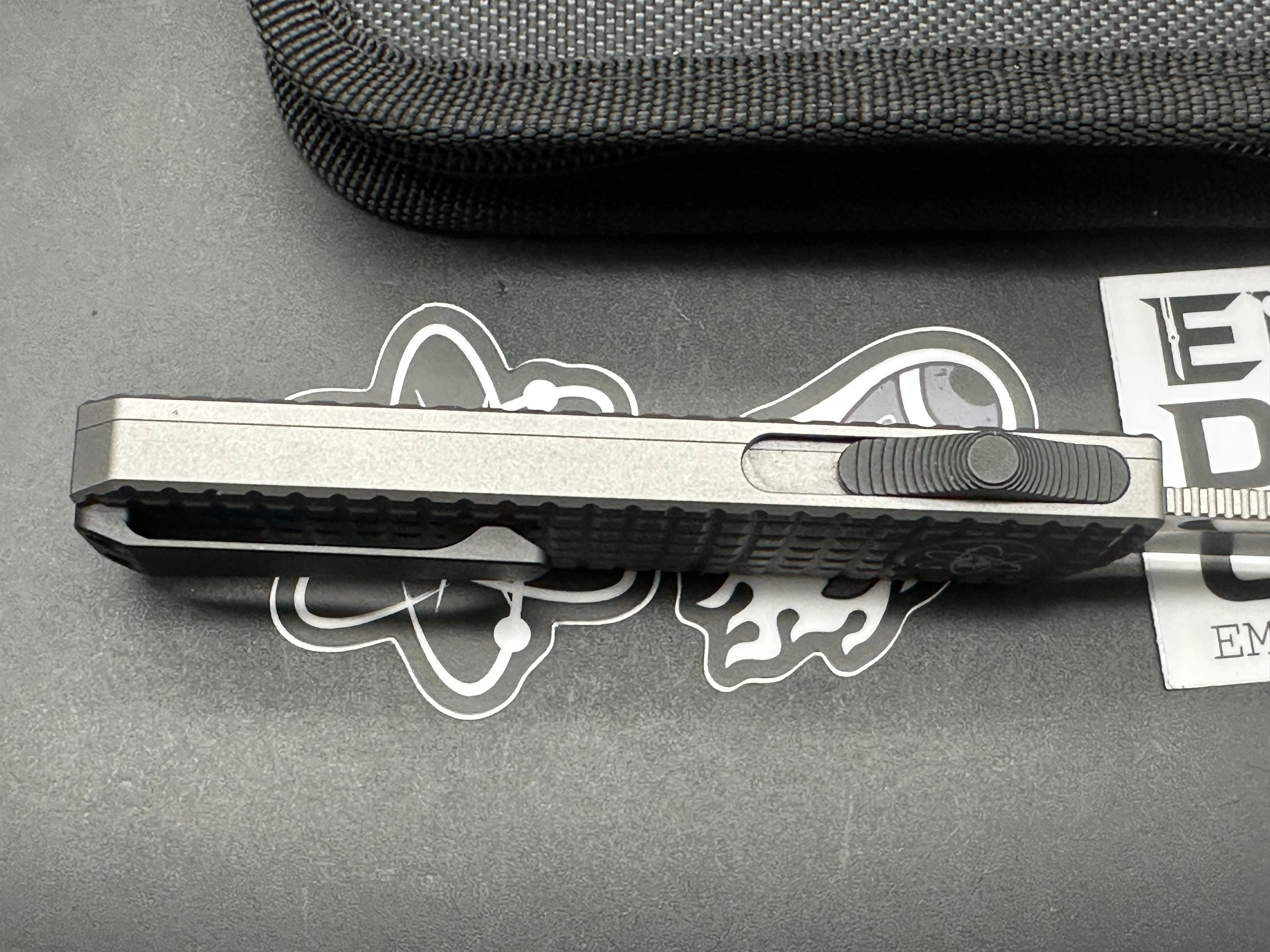 EMP EDC Bowie Pulse OTF, Stonewashed MagnaCut Blade, Milled Grey Aluminum Handles