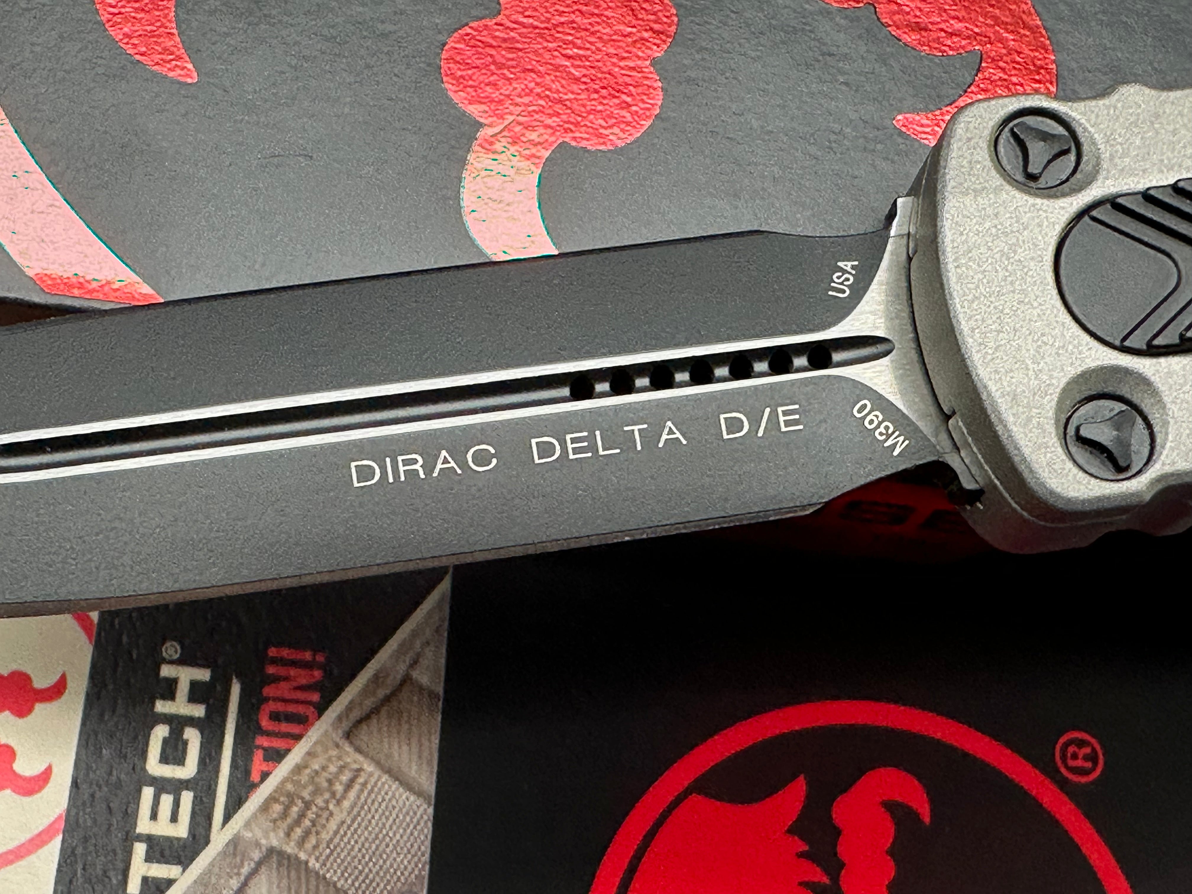Microtech 227-1TG Dirac Delta AUTO OTF Knife 3.79" Black Double Edge Dagger Blade, Titanium Gray Aluminum Handles