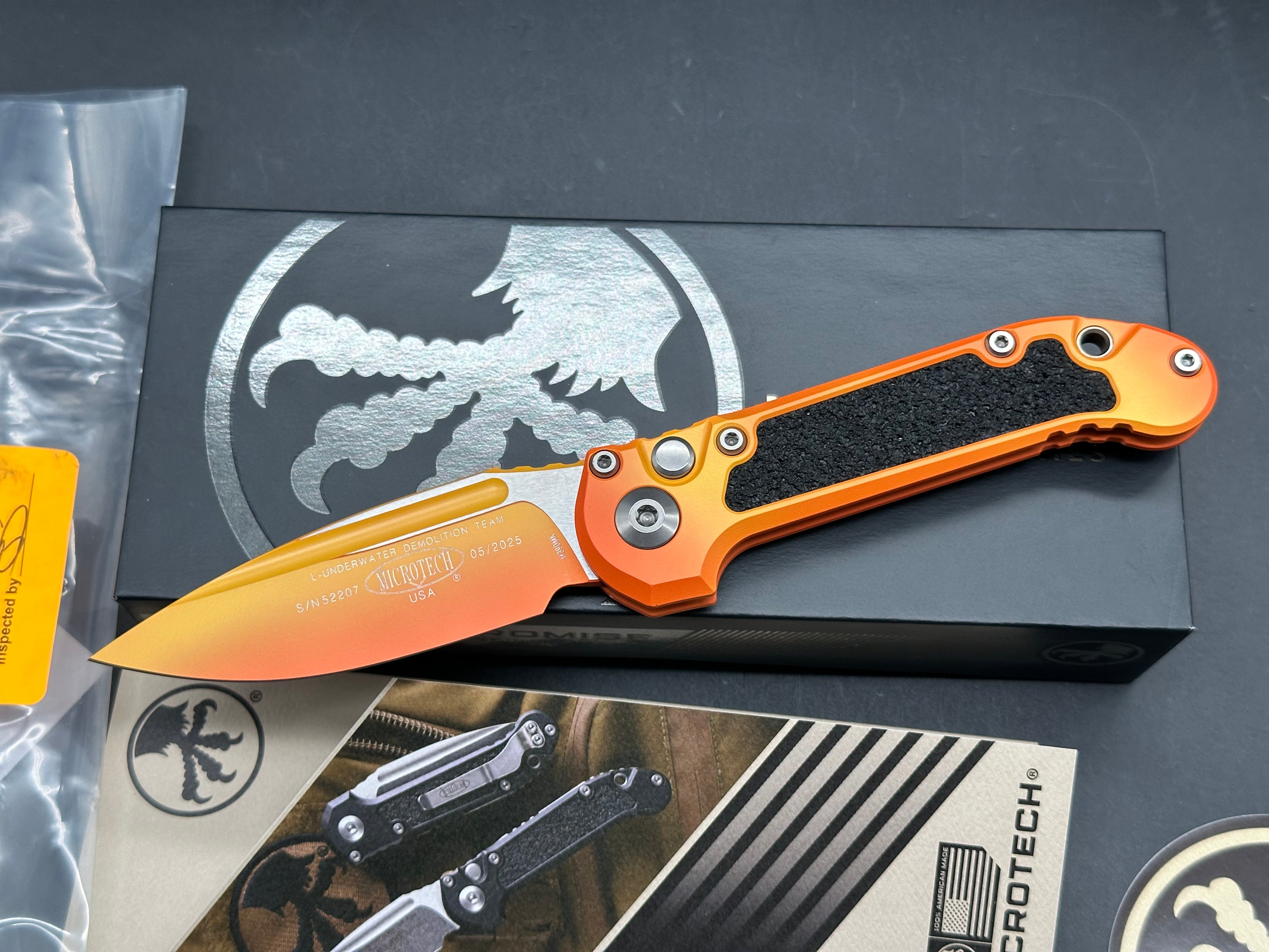 Microtech LUDT Sunrise 1135-1 LPSUS LUDT Gen III drop point sunrise orange