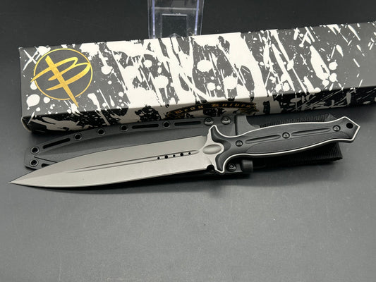 Todd Begg Knives Filoso Dagger 8"/Fixed Blade/Black G-10 Handle/Grey DLC 1095