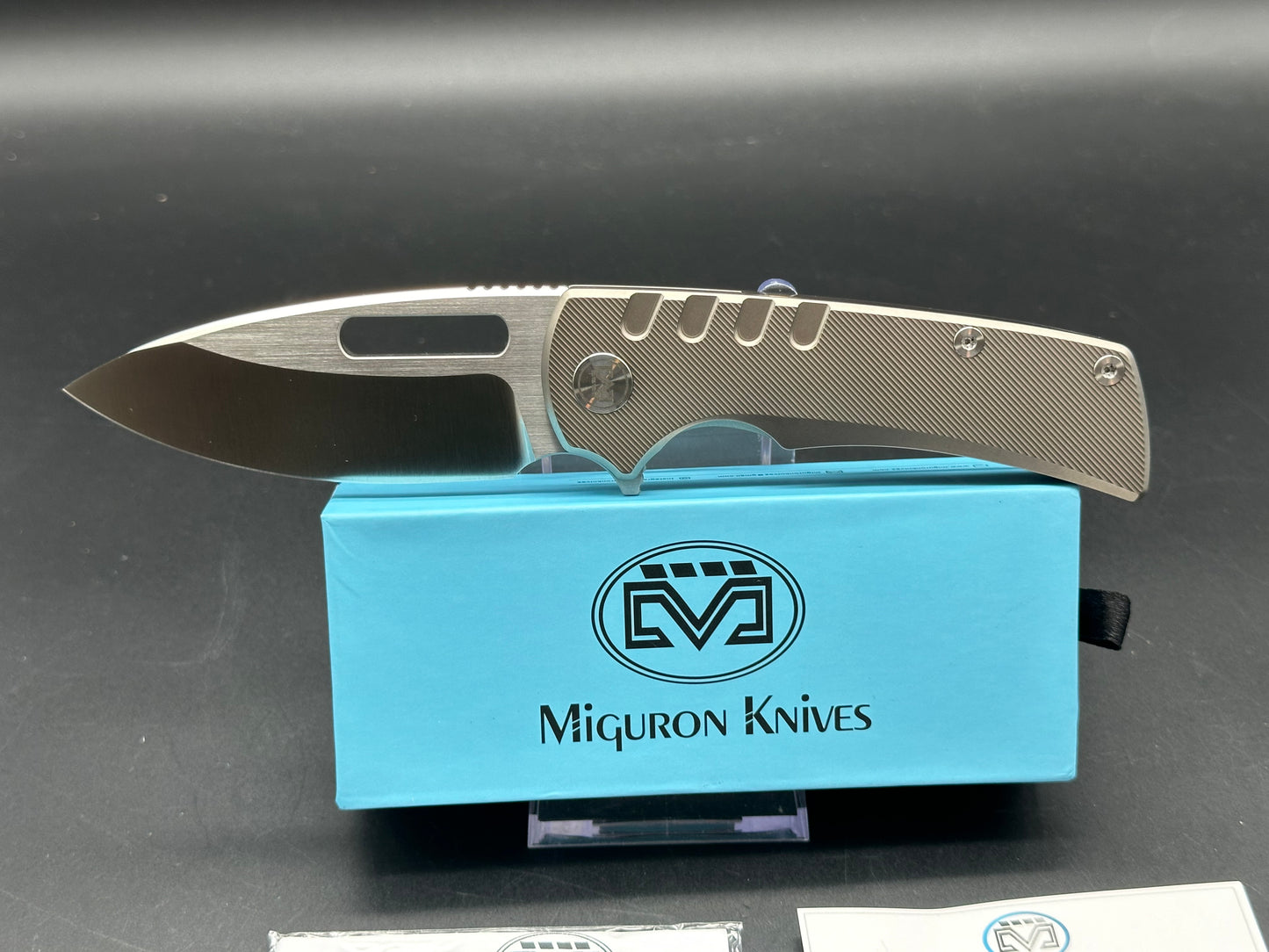 Miguron Knives Arma Grey Ti Frame & Satin Hardware M390