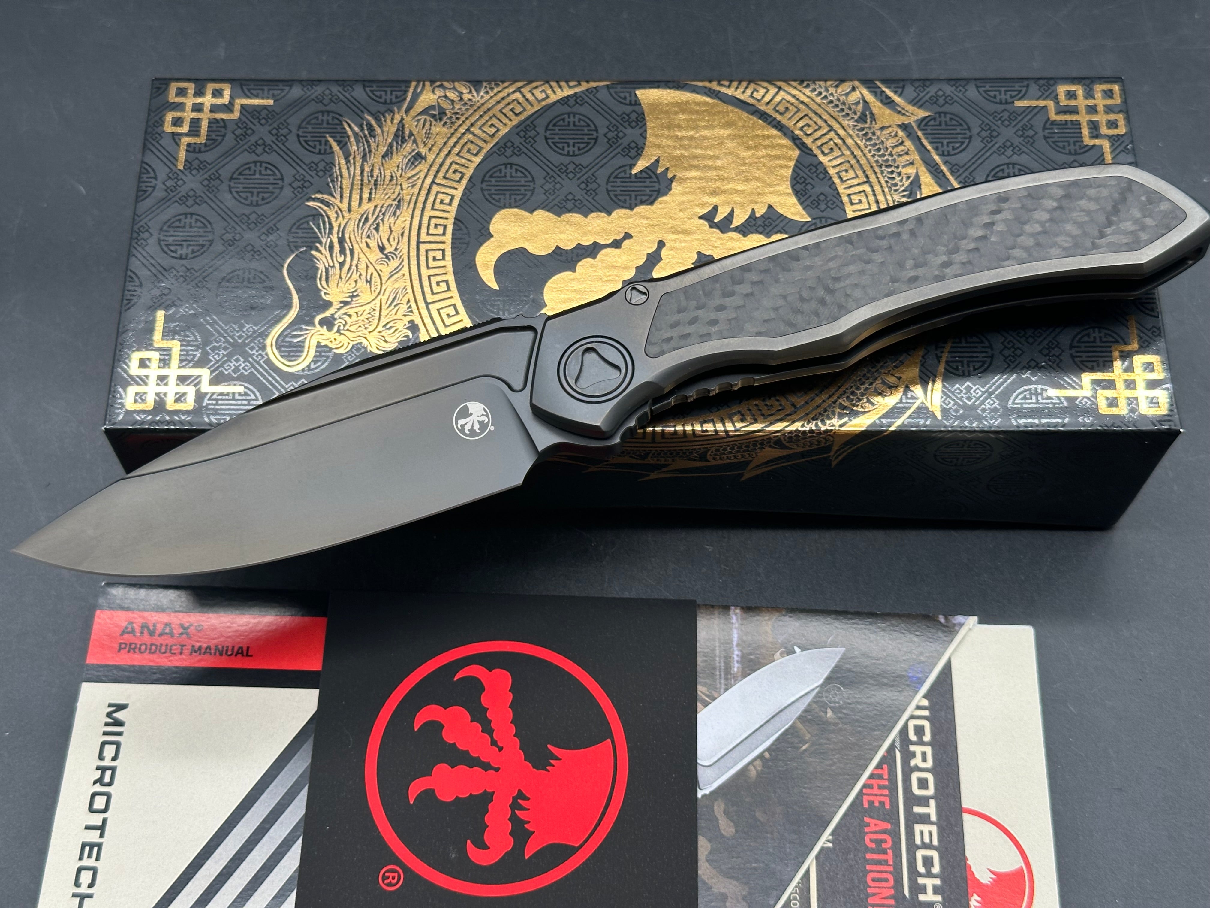 Microtech Anax S/E - DLC Titanium - Carbon Fiber Inlay - DLC Blade