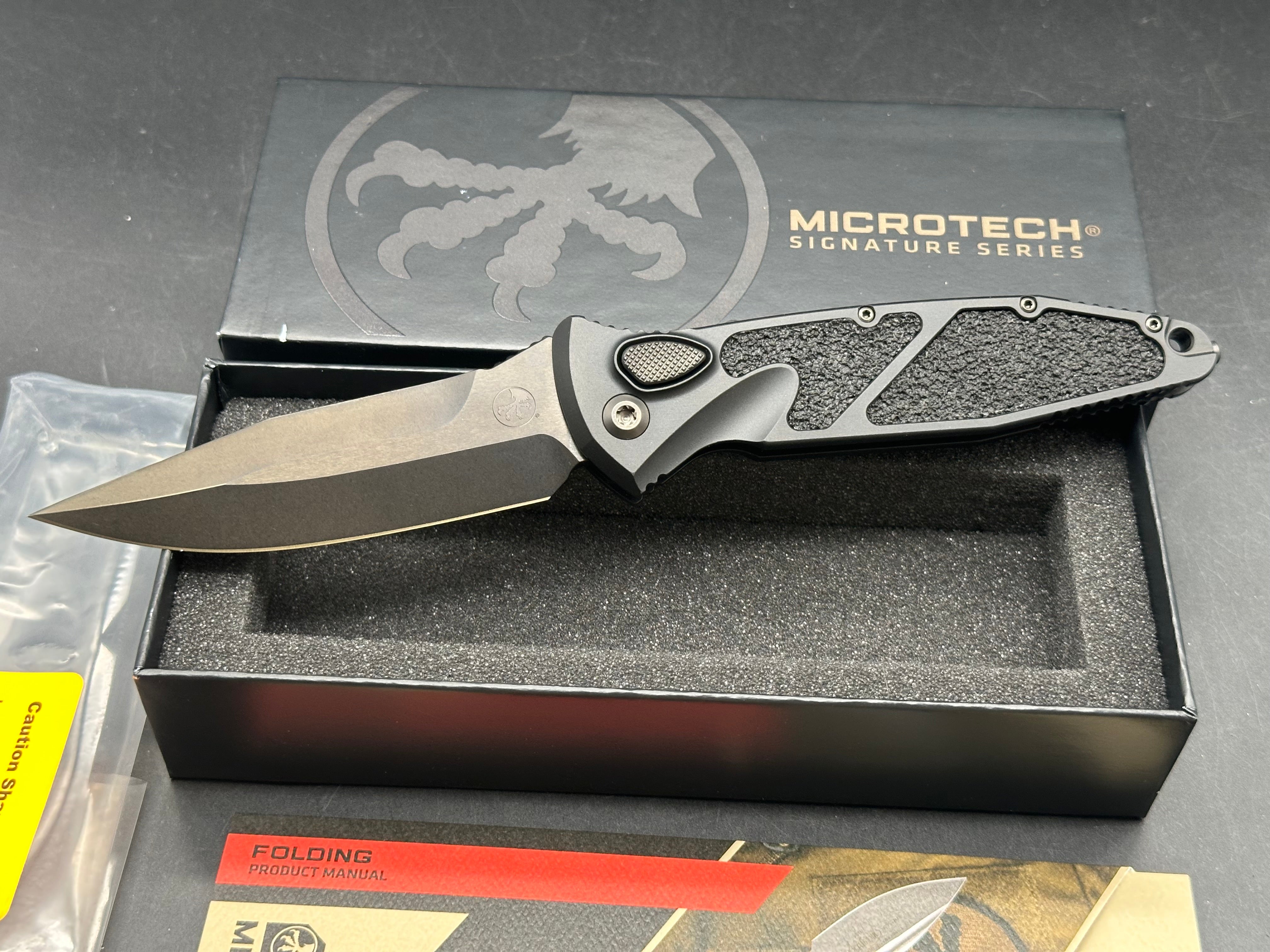 Microtech Socom Elite Shadow Spike Grind Spear Point DLC Deep Engraved Signature Series