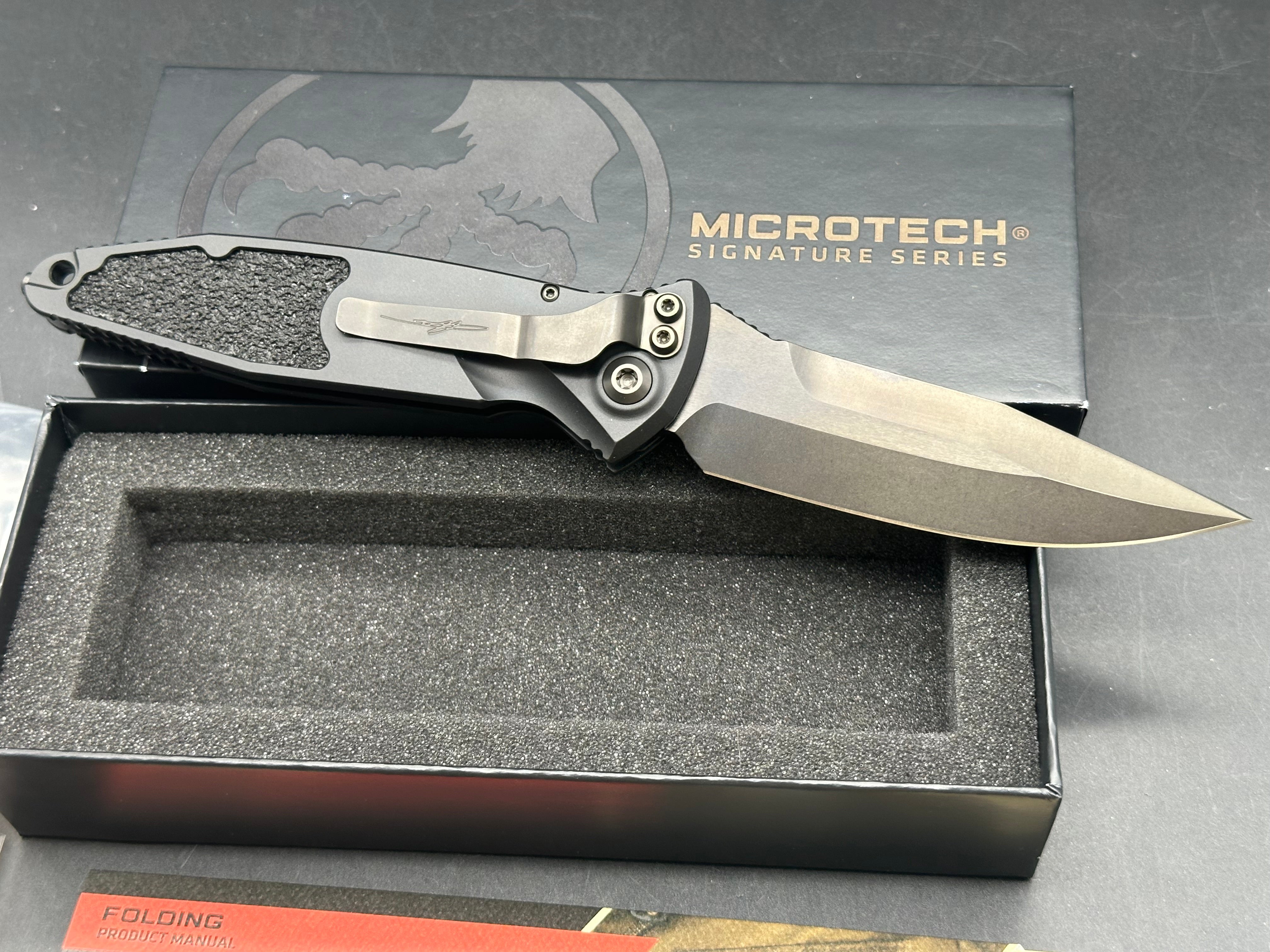 Microtech Socom Elite Shadow Spike Grind Spear Point DLC Deep Engraved Signature Series